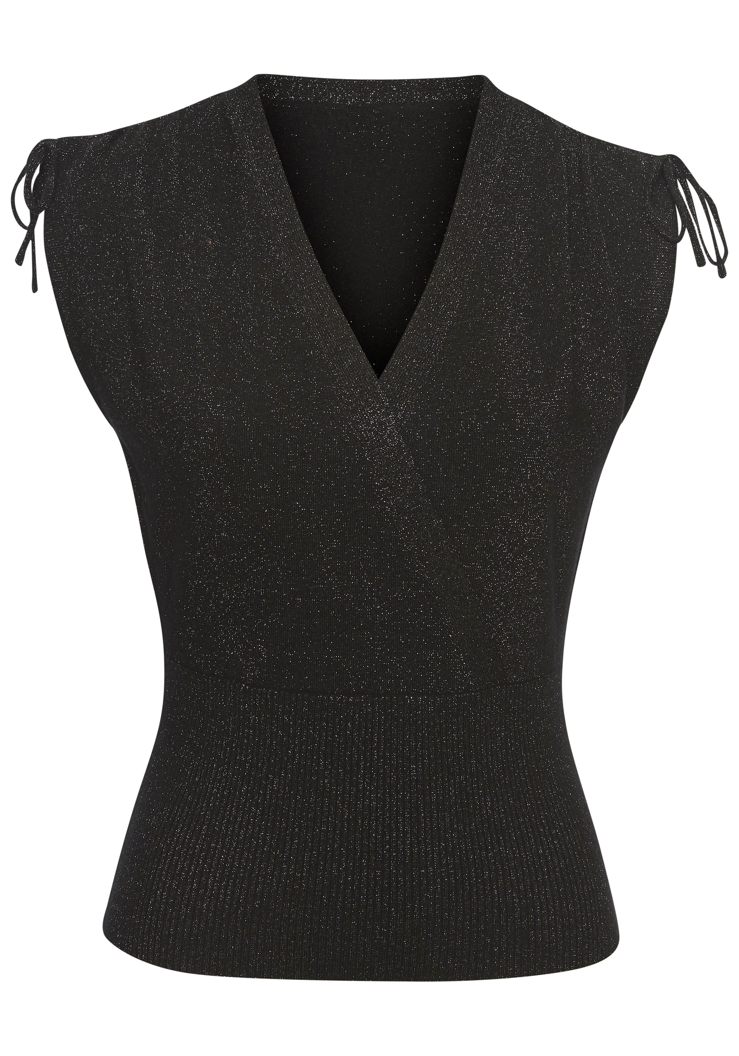 LASCANA Stricktop mit glänzendem Lurexgarn Figurbetontes Strickshirt, Partytop mit Glitzergarn, festlich-elegant – Bild 2 von 5