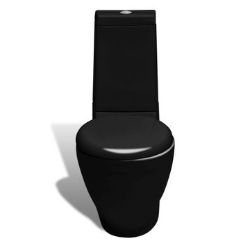 vidaXL Tiefspül-WC Stand-WC Bidet Set Schwarz Keramik Toilette Set Badezimmer