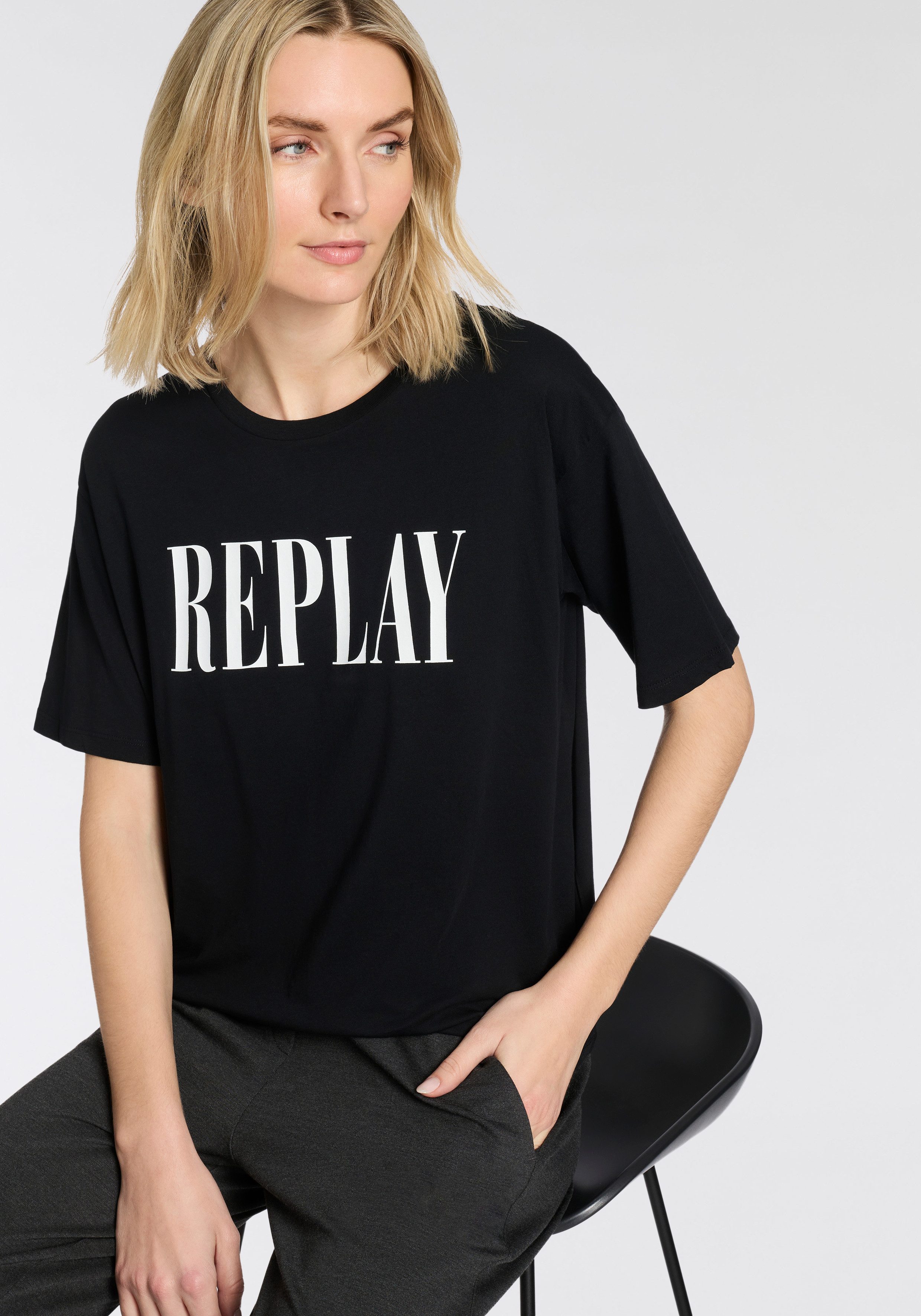 Replay T-Shirt aus Baumwolle, Rundhals günstig online kaufen