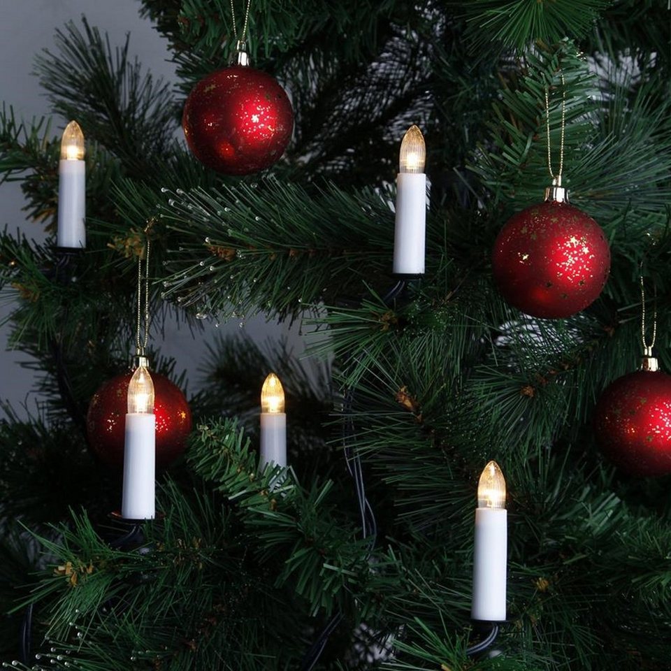 STAR TRADING LED-Christbaumkerzen LED Kerzenlichterkette  Weihnachtsbaumkette 16 Baumkerzen 10,5m Innen, 16-flammig, Austauschbare  LED Leuchtmittel