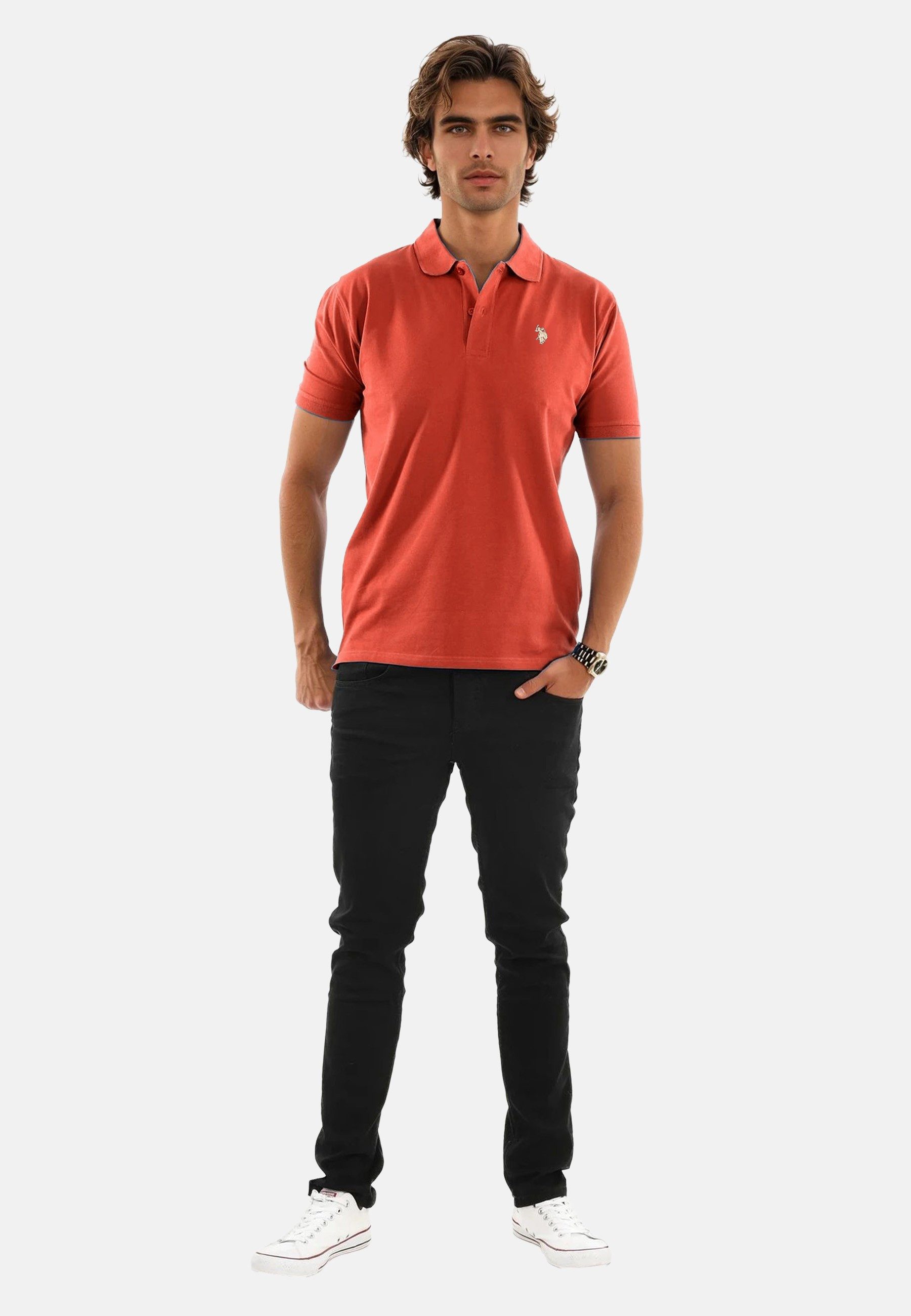 U.S. Polo Assn. Poloshirt USArrchie – Herren Classic Fit kurzarm mit Logo-Stickerei Mit Flachstrick-Kragen, Knopfleiste und elastischer Baumwollmischung – Bild 3 von 5