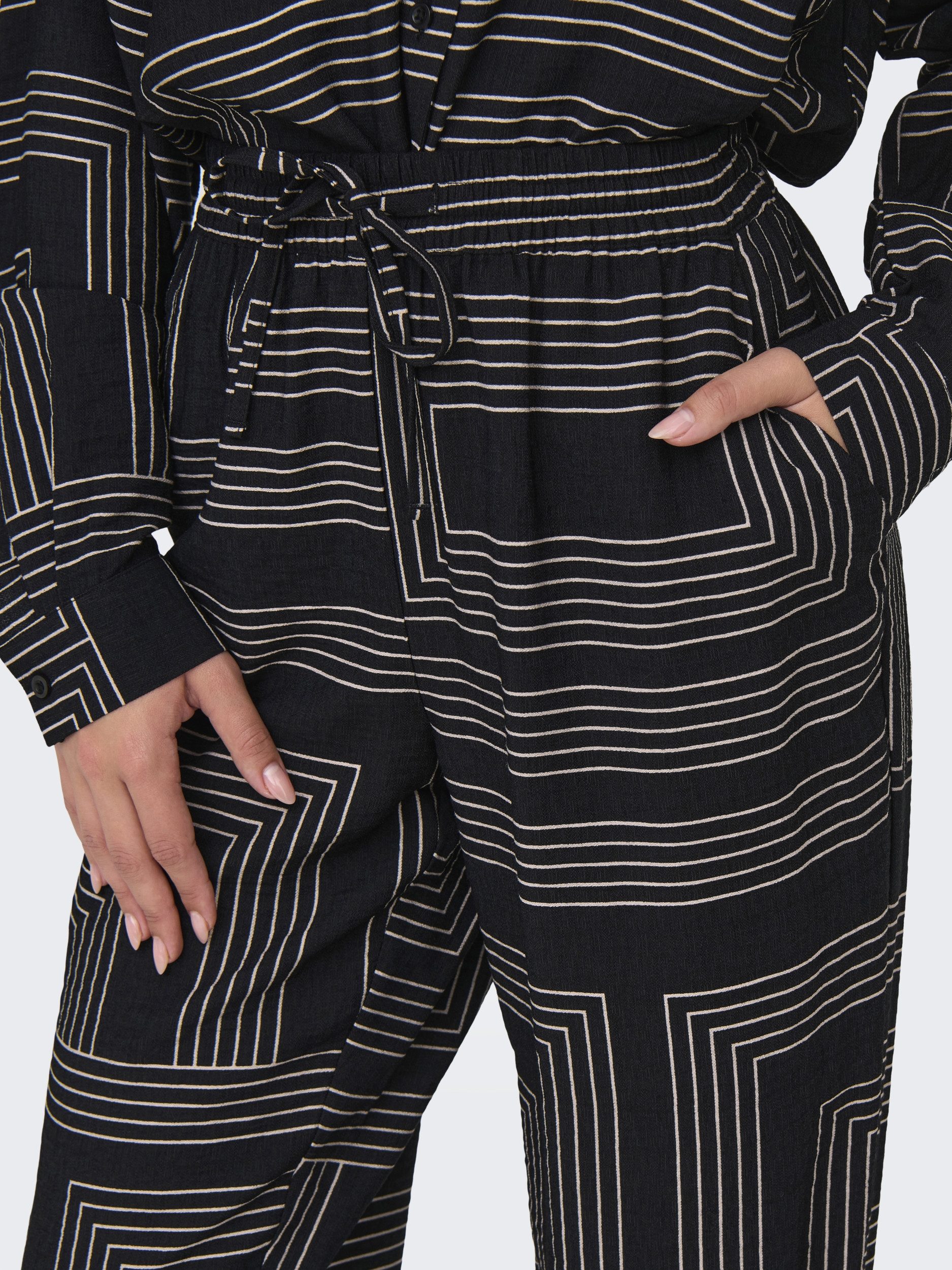 pieces Stoffhose - gemusterte Stoffhose mit weitem Bein