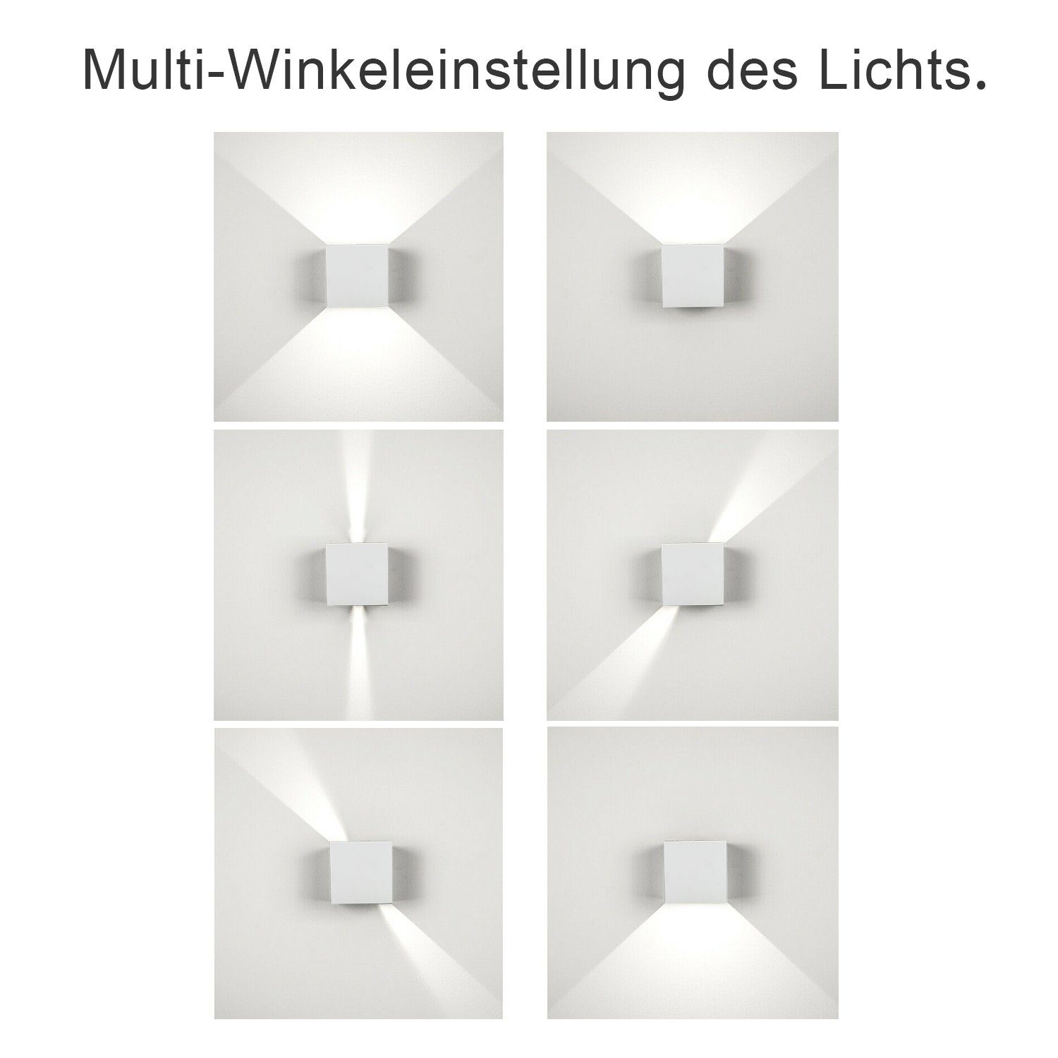 Lospitch LED Keller Weiß Square Matt Warmweiß Badlampe fest Außen integriert, Wandlampe 12W Treppen Deko Modern, LED Wandleuchte IP65
