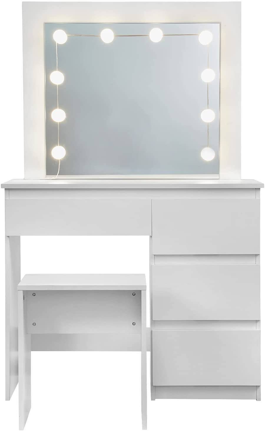 Schminktisch EU Beleuchtungsstreifen für Make-up Sotoboo LED-Spiegelleuchten-Set mit dimmbaren Glühbirnen und Netzteil Set im Ankleidezimmer Spiegel nicht im Lieferumfang enthalten 
