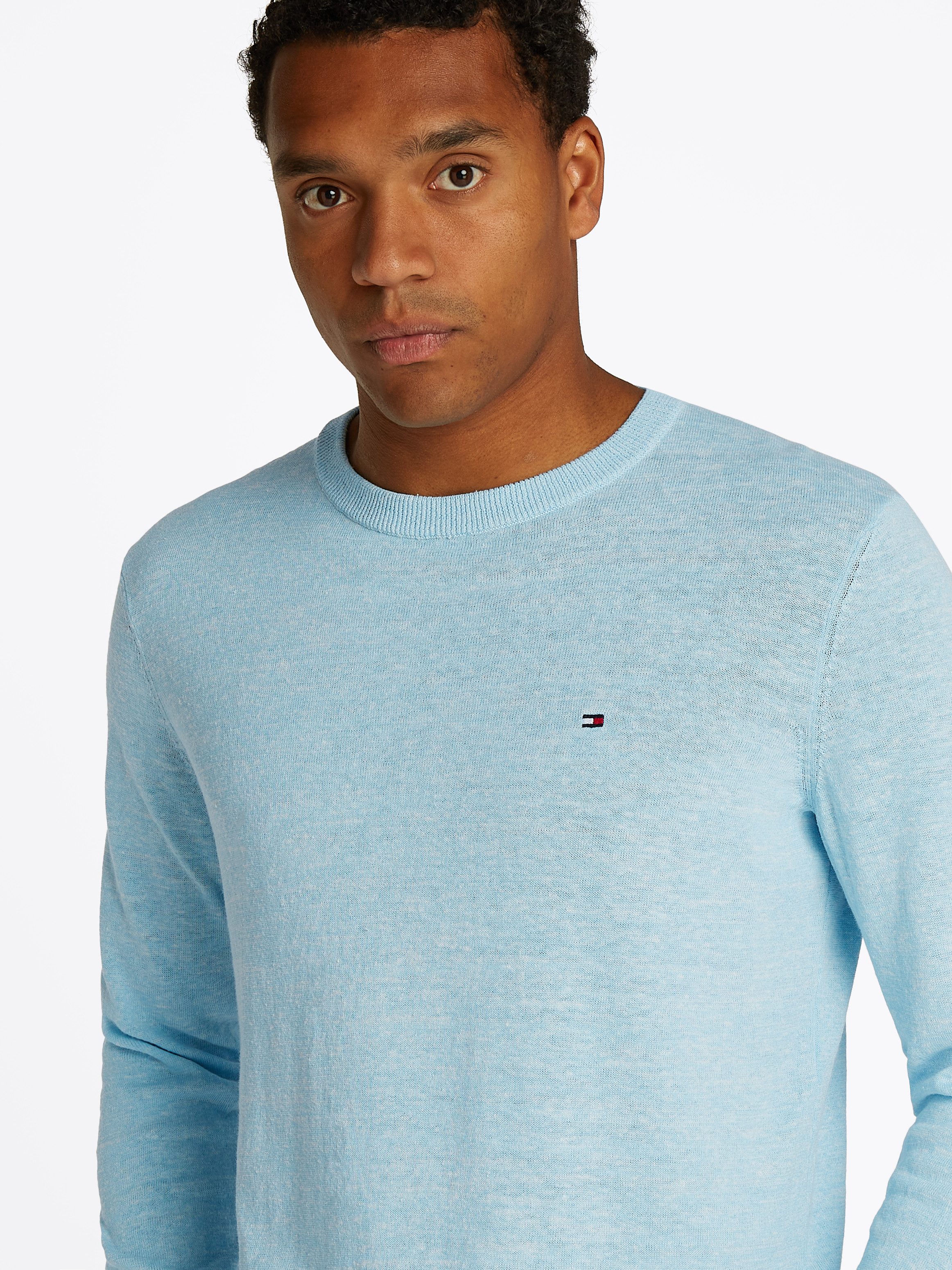 Tommy Hilfiger Rundhalspullover COTTON LINEN CREW NECK günstig online kaufen
