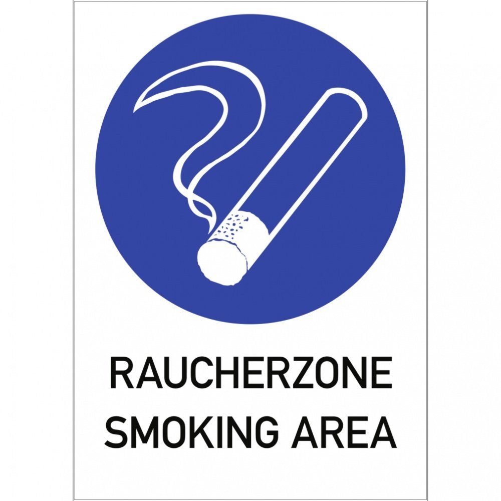 Hinweisschild Raucherzone - Smoking Area, Kombischild, Alu, 210x297 mm