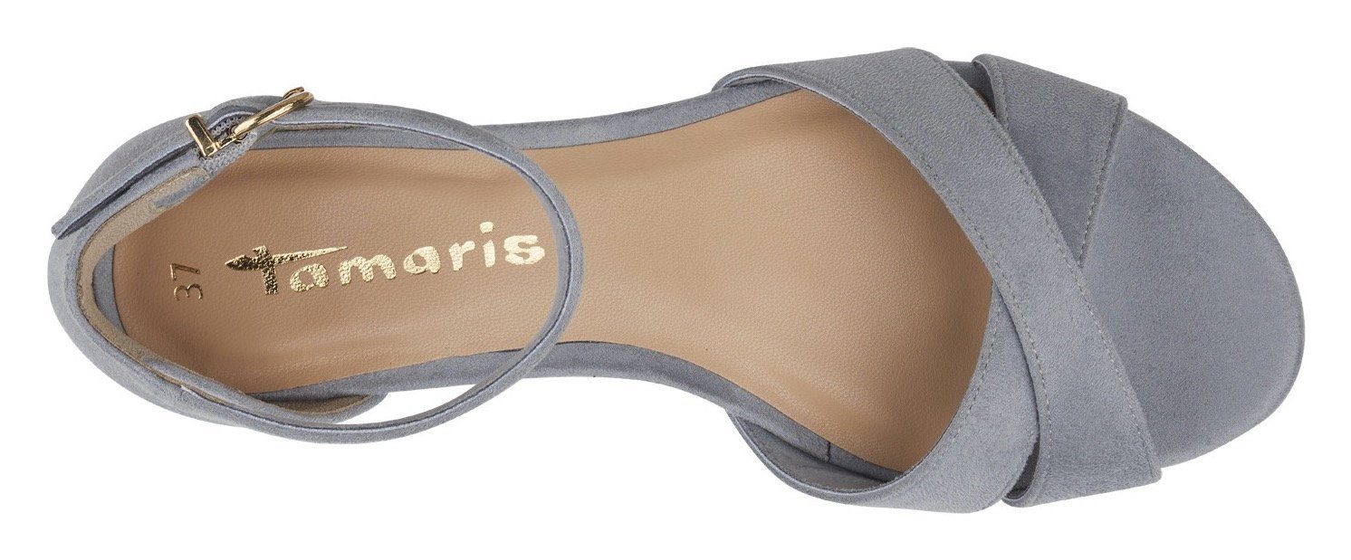Tamaris Sandalette, Blockabsastz, Sommerschuh, Riemchensandale mit Kreuzbandage