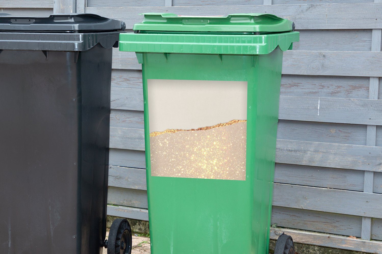 MuchoWow Wandsticker Gold - - Mülleimer-aufkleber, Rosa Sticker, Container, Abfalbehälter Design Mülltonne, St), - (1 Glitzer Schick 