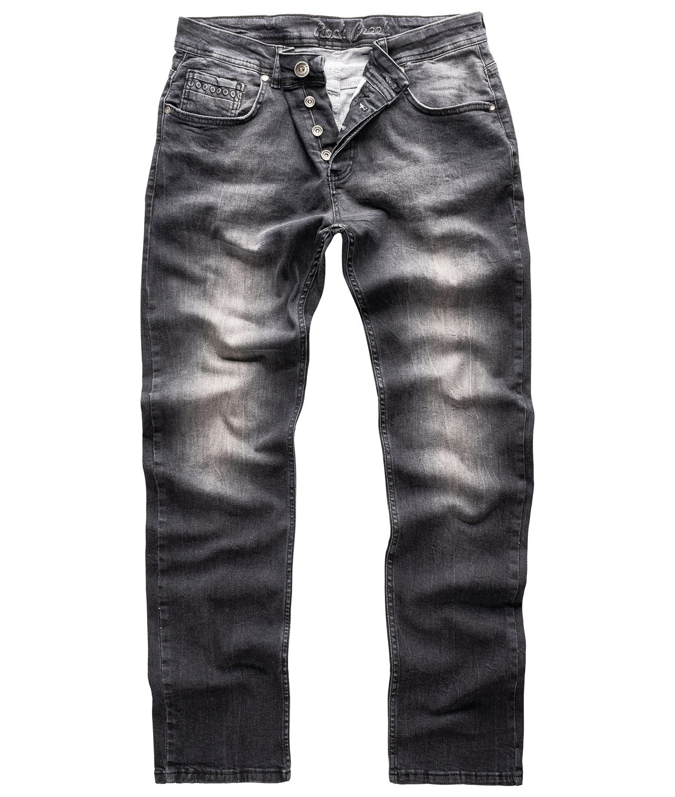 Creek Herren Regular Straight-Jeans RC-2158 Fit Jeans Dunkelgrau Rock