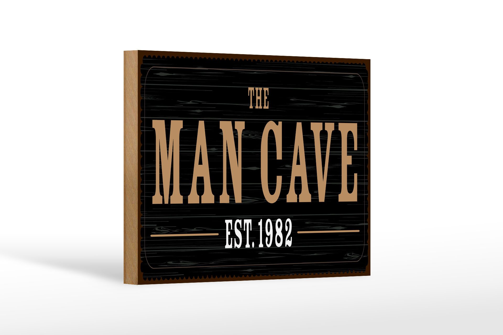 Holzbild Spruch 20x30 cm The man cave Est. 1982