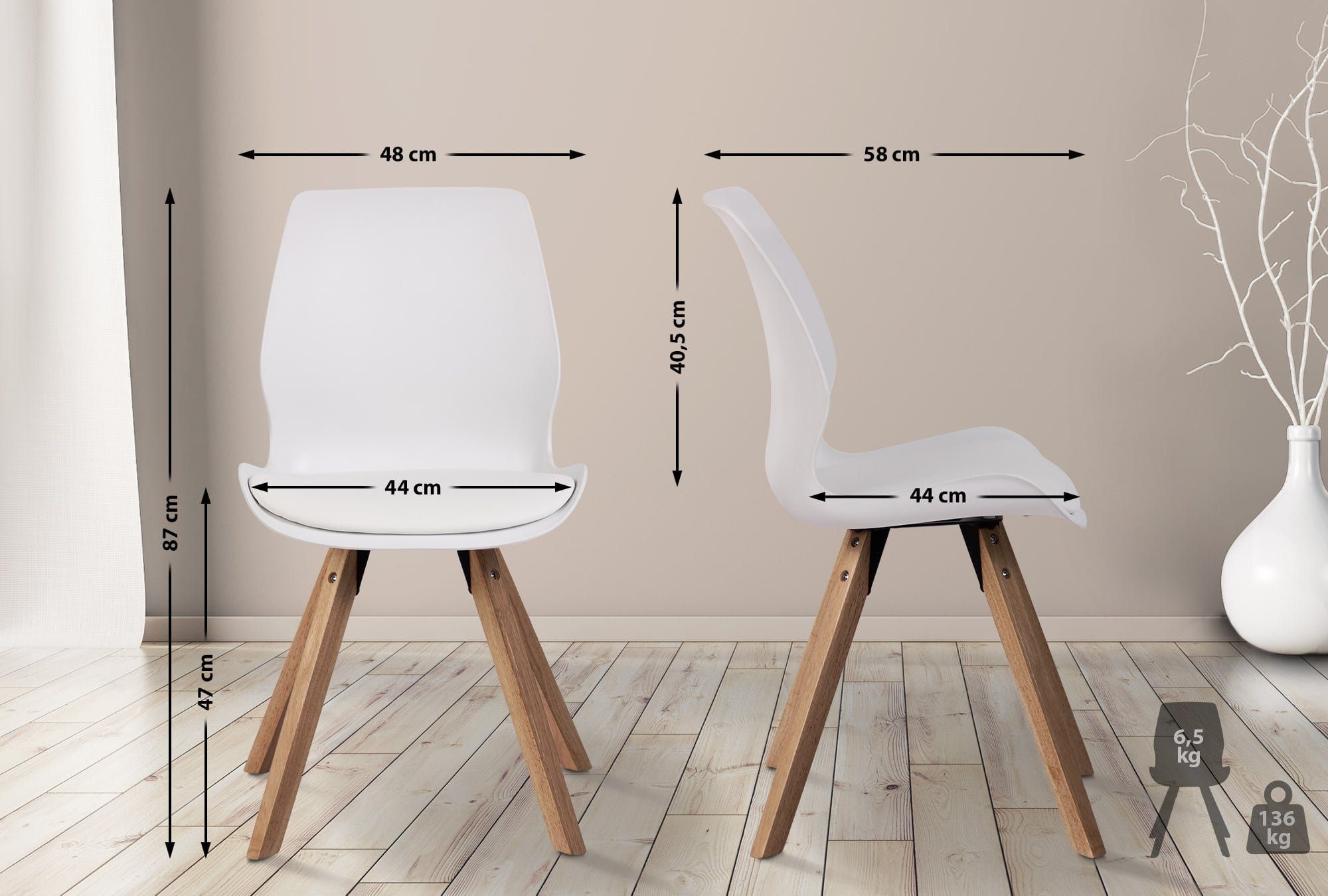 CLP Esszimmerstuhl Luna (2er Set), Kunststoff/ günstig online kaufen
