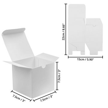 Belle Vous Geschenkbox Quadratische Pappe Geschenkboxen (50 Stk) - Weiß, Weiße Kraft Geschenkboxen (50 Stk) Quadratische Pappe 7.5x7.5x7.5cm