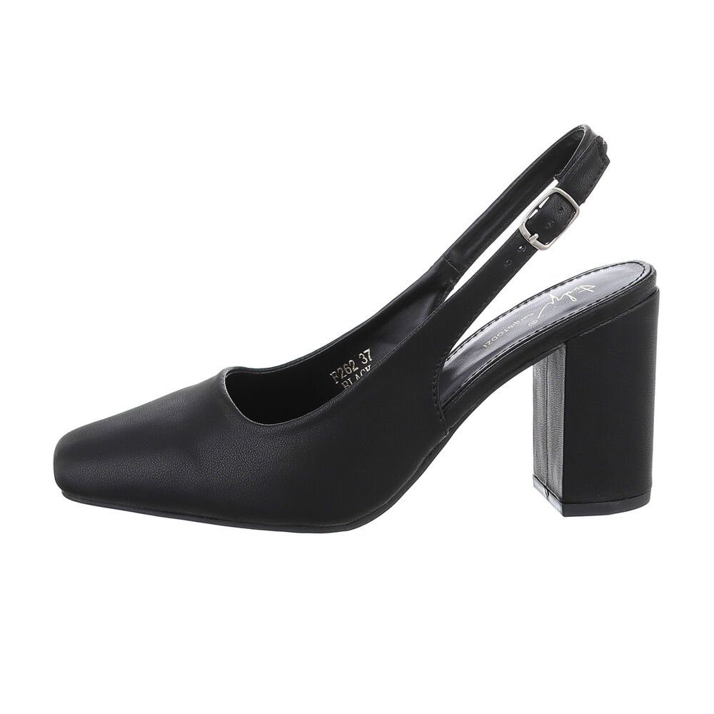 Ital-Design Damen Elegant Schnürpumps Blockabsatz High Heel Pumps in Schwarz