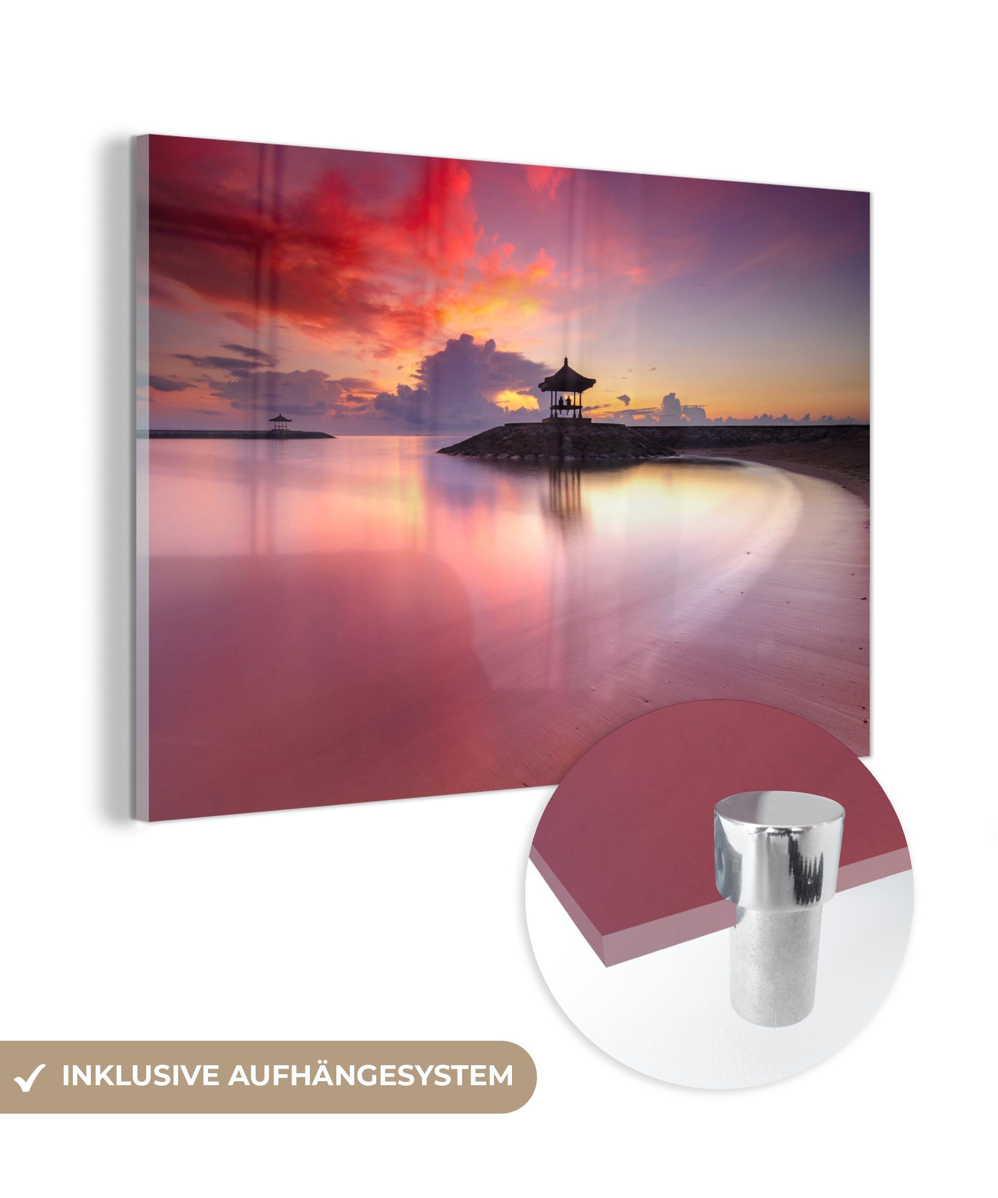 MuchoWow Acrylglasbild Sonnenuntergang - Strand - Himmel, (1 St), Acrylglasbilder Wohnzimmer & Schlafzimmer