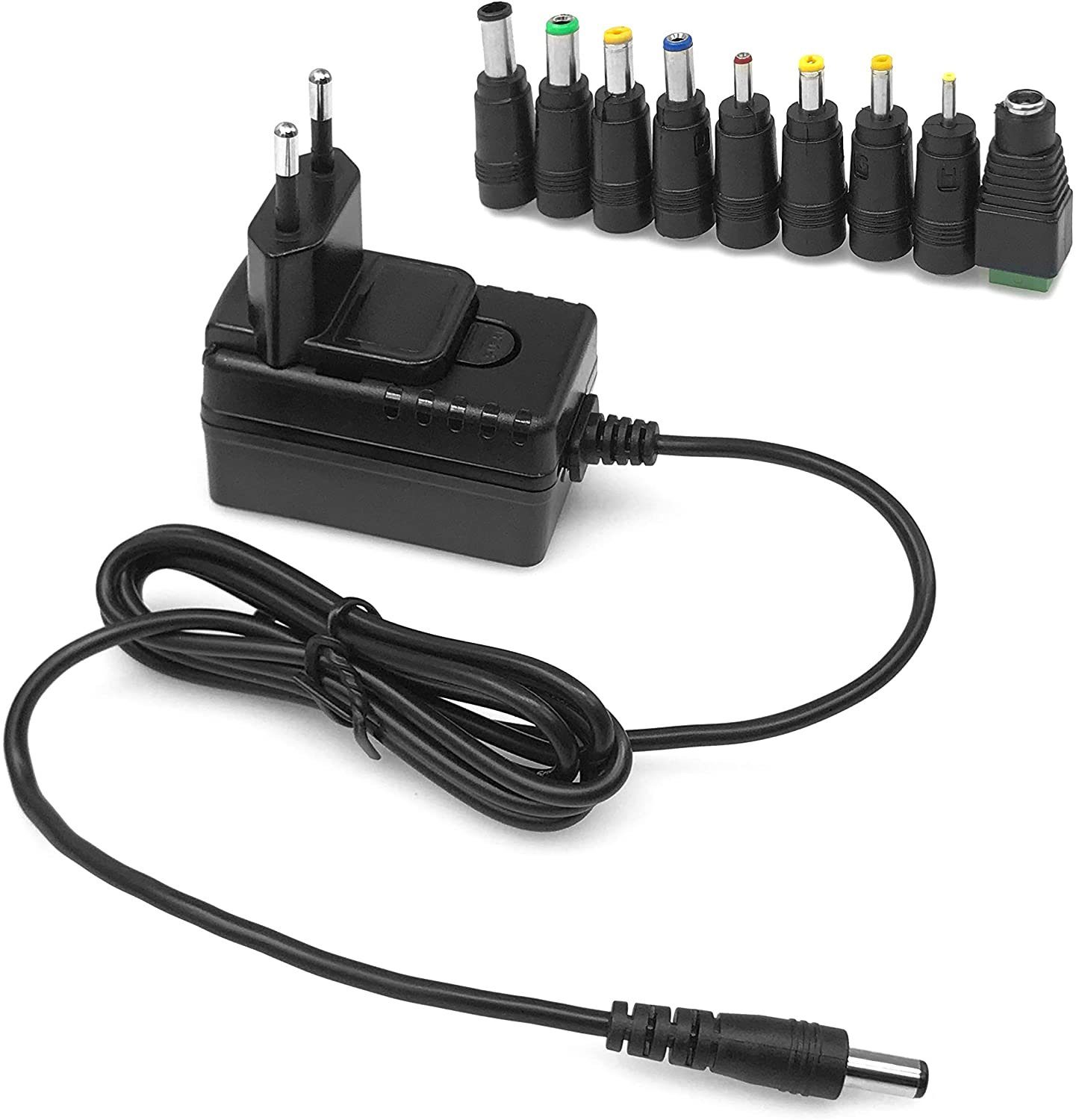 Leicke Netzteil 12V 2A Ladegerät 24W für LCD, WLAN Router,Hub,Scanner,Switch Netzteil (Kurzschluss-, Überspannungs- und Überhitzungsschutz, 9 Adapterköpfe) – Bild 5 von 5