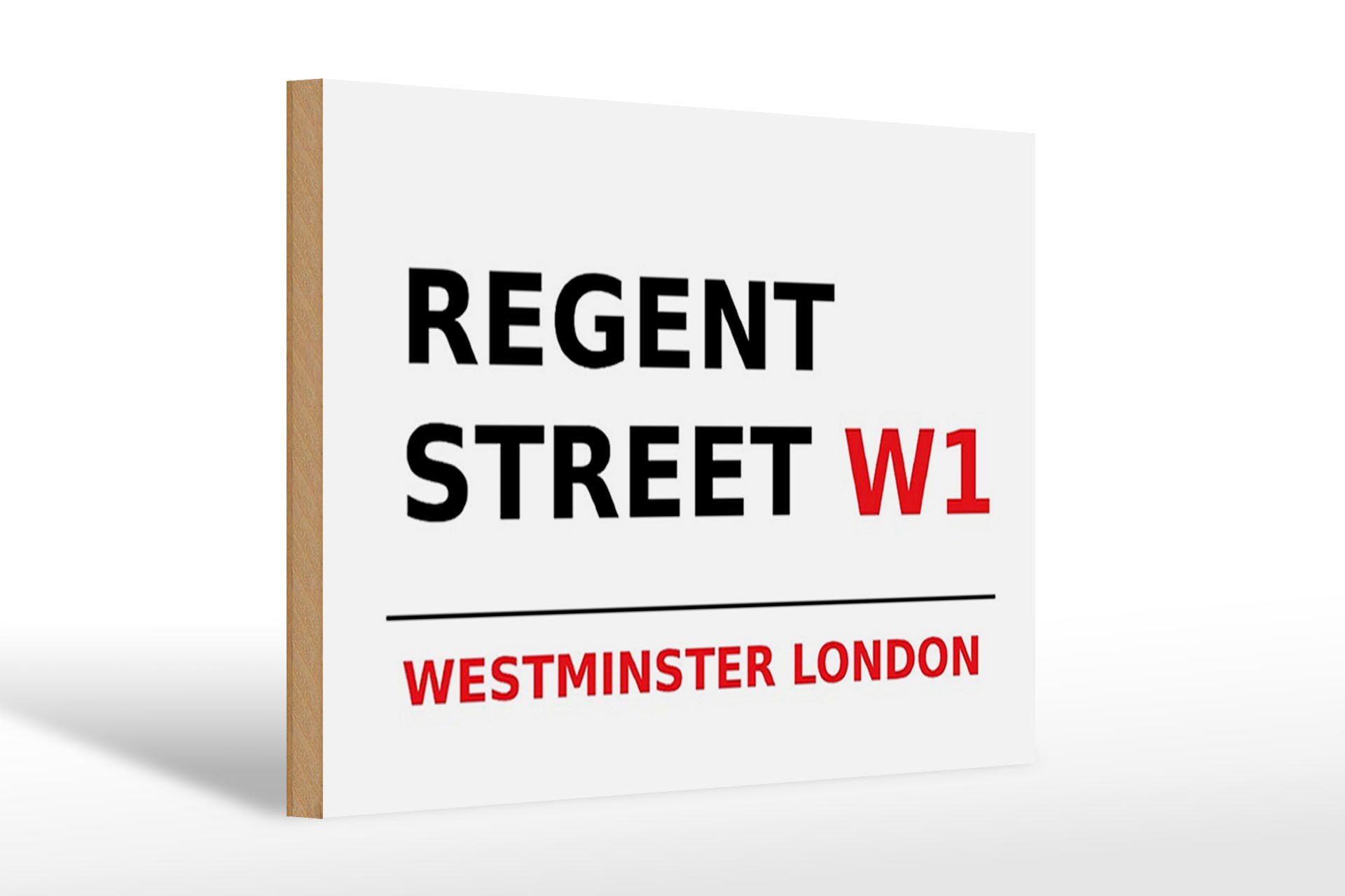 Femer GmbH Holzbild London 30x20cm Westminster Regent Street W1, (1 St), Glatte Holzfaserplatte (MDF), vorn beschichtet