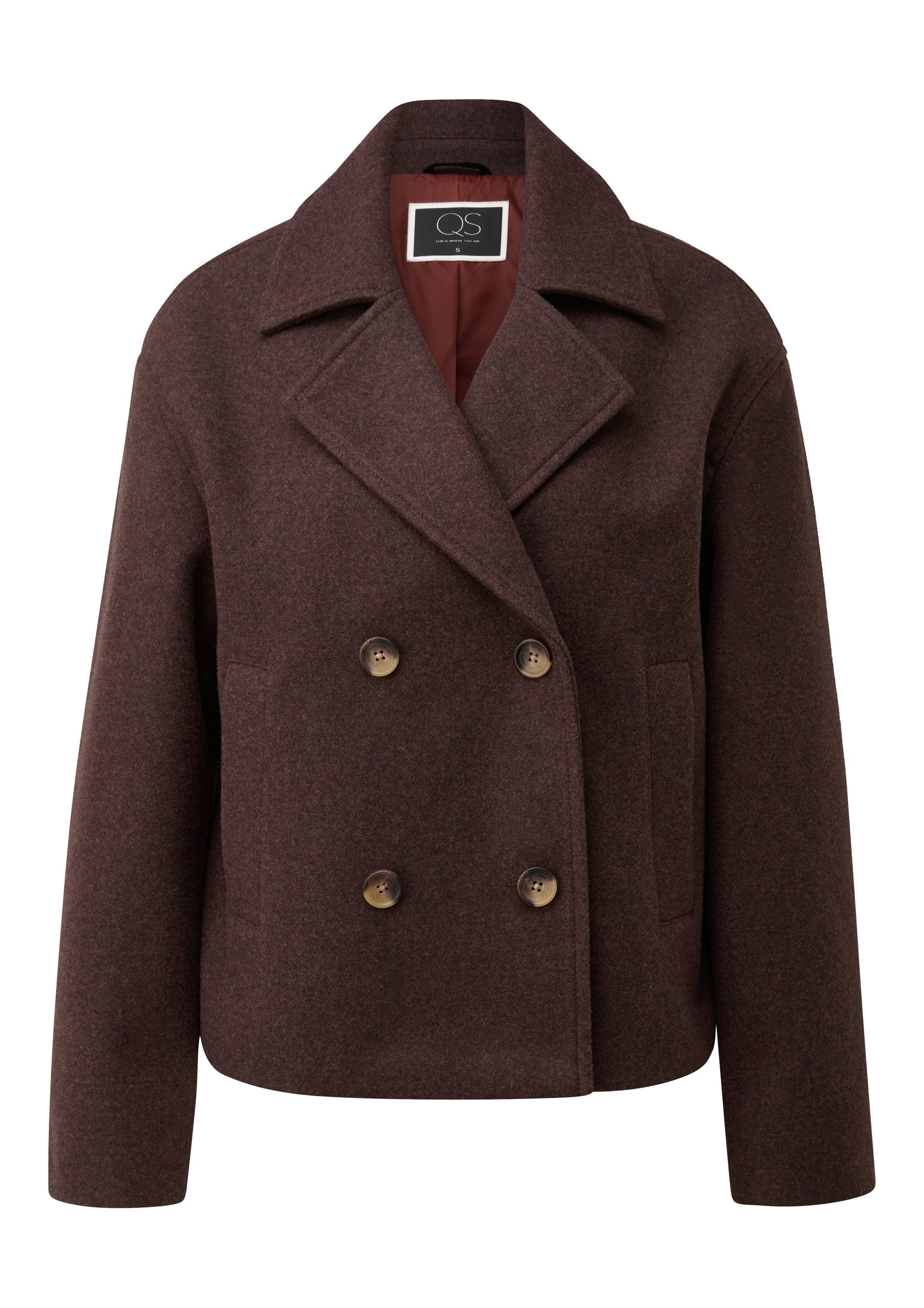 QS Funktionsjacke Outdoor-Jacke Cabanjacke in Wolloptik günstig online kaufen