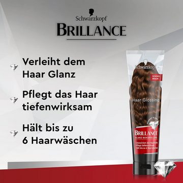 Schwarzkopf Haarfarbe BRILLANCE Glanz-Behandlung Haar Glossing Schoko Braun 150 ml, 1-tlg., pflegt und intensiviert die Haarfarbe, hält bis zu 6 Haarwäschen