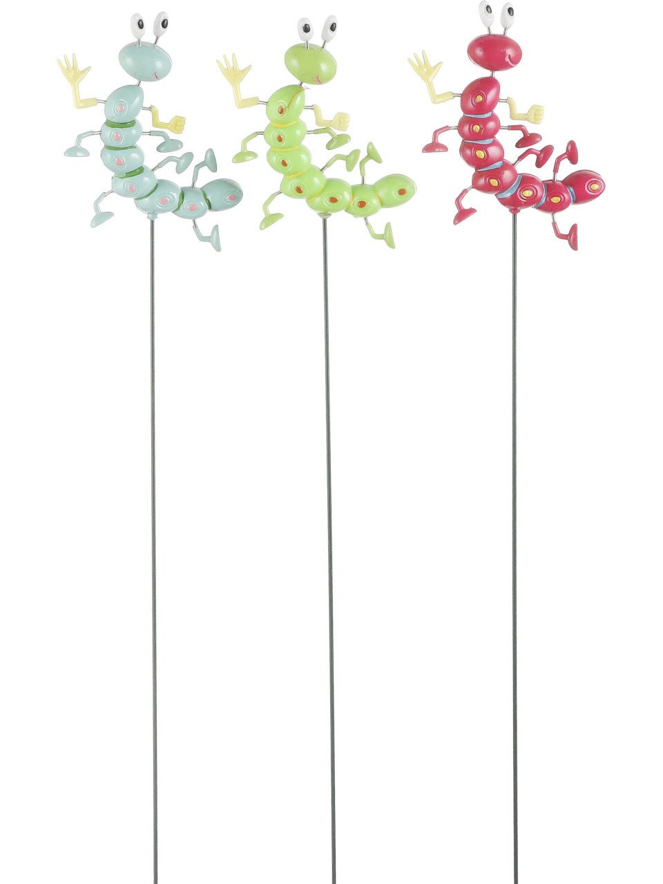 Mica Decorations Gartenstecker Mica Gartenstecker Raupe blau rosa grün 11 x 2 x