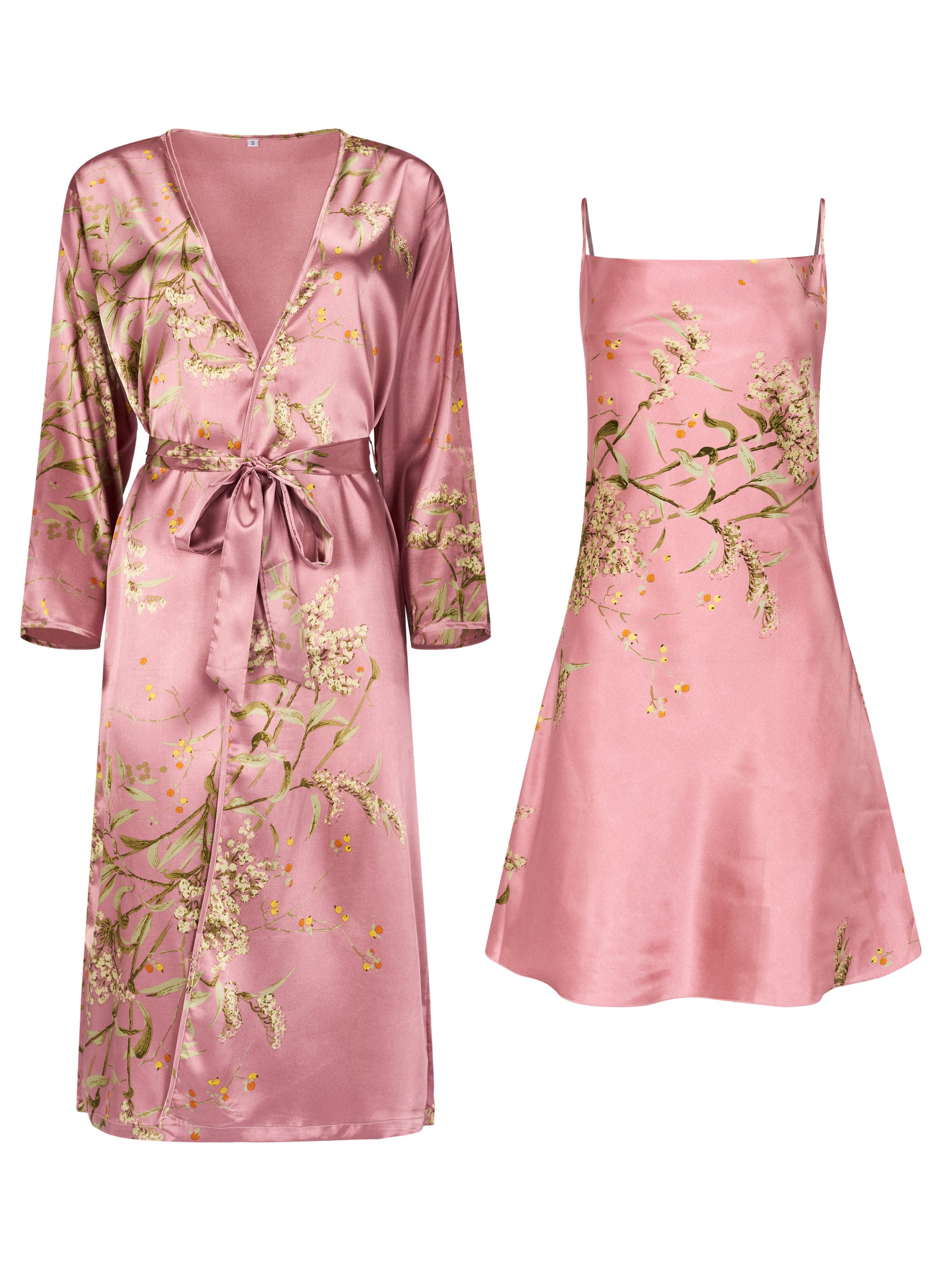 Elegant Love Morgenmantel Satin Pyjama-Set 2-tlg., Damen-Loungewear & Nacht günstig online kaufen