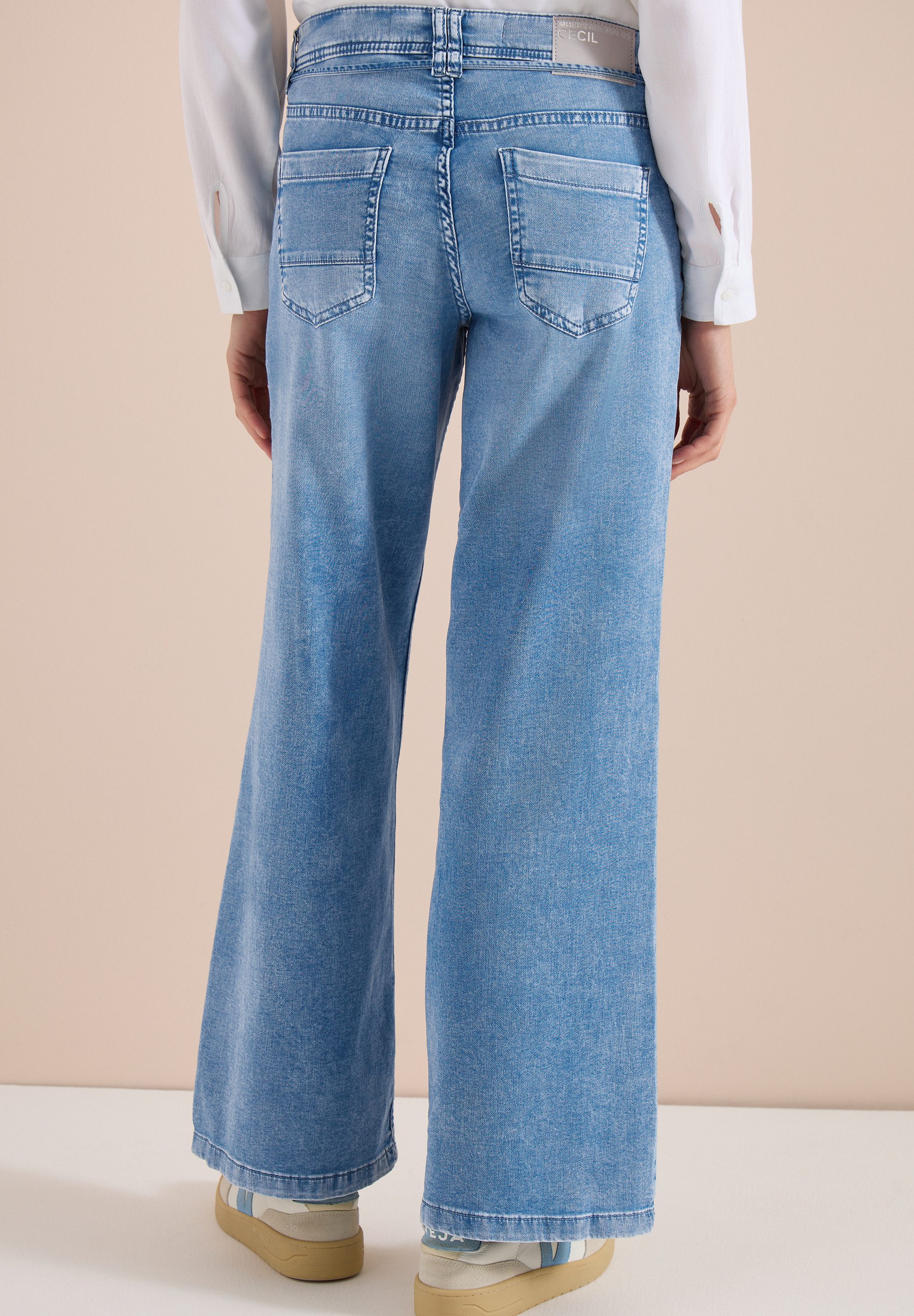 CECIL Weite Jeans ausgestellter Saum, authentische Waschung