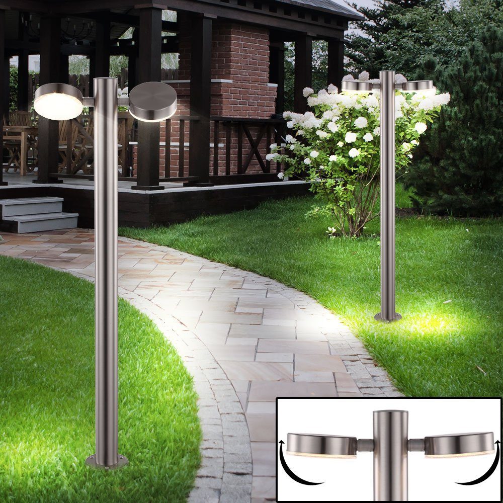 LED AußenStehlampe, 2er Set Edelstahl LED Außen Steh