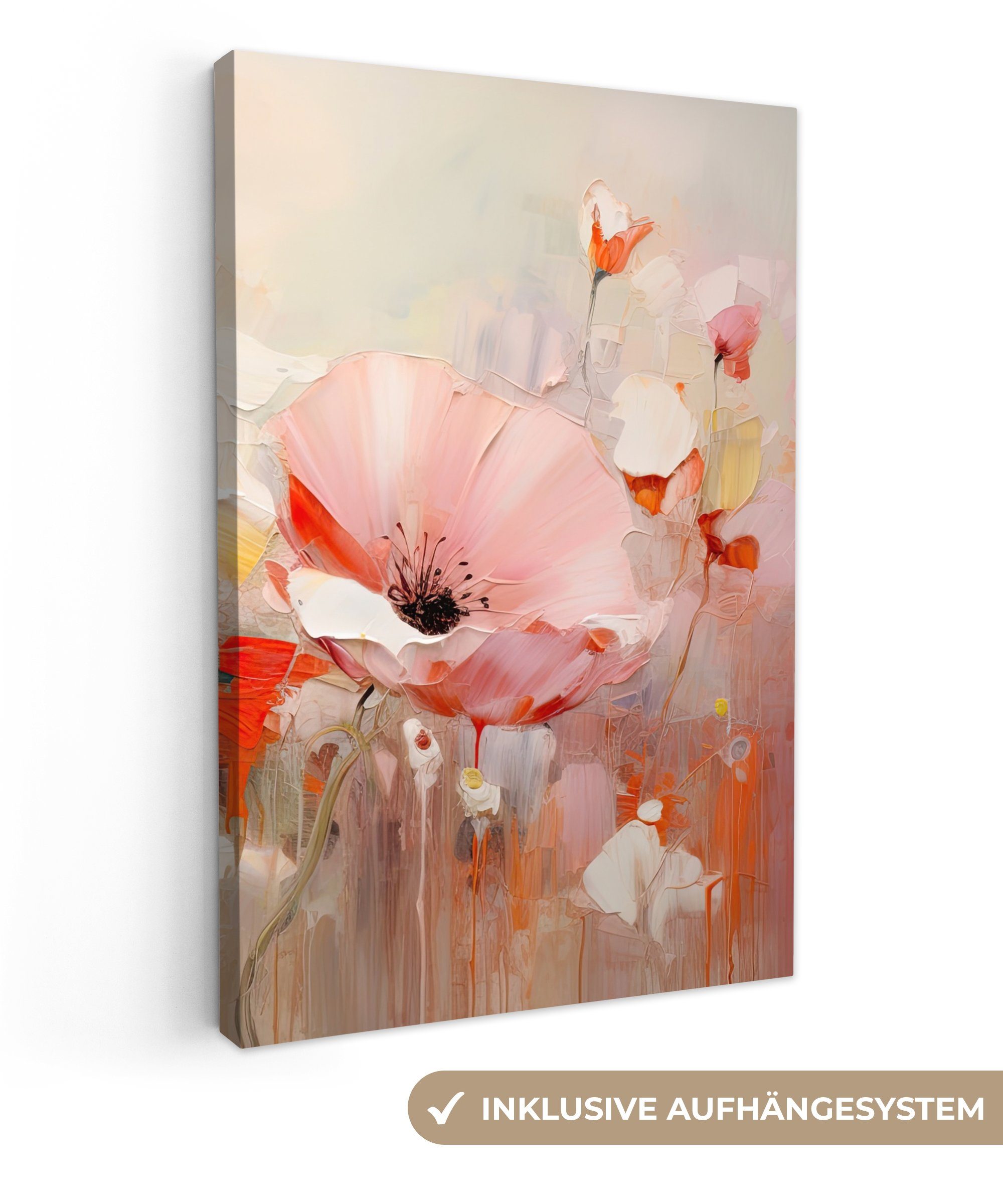OneMillionCanvasses® Leinwandbild Blumen - Aquarell - Rosa - Abstrakt - Kun günstig online kaufen
