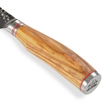 Wakoli Steakmesser 4er Damast Steakmesser-Set I 12,5 cm Klingen I Olivenholzgriffe und