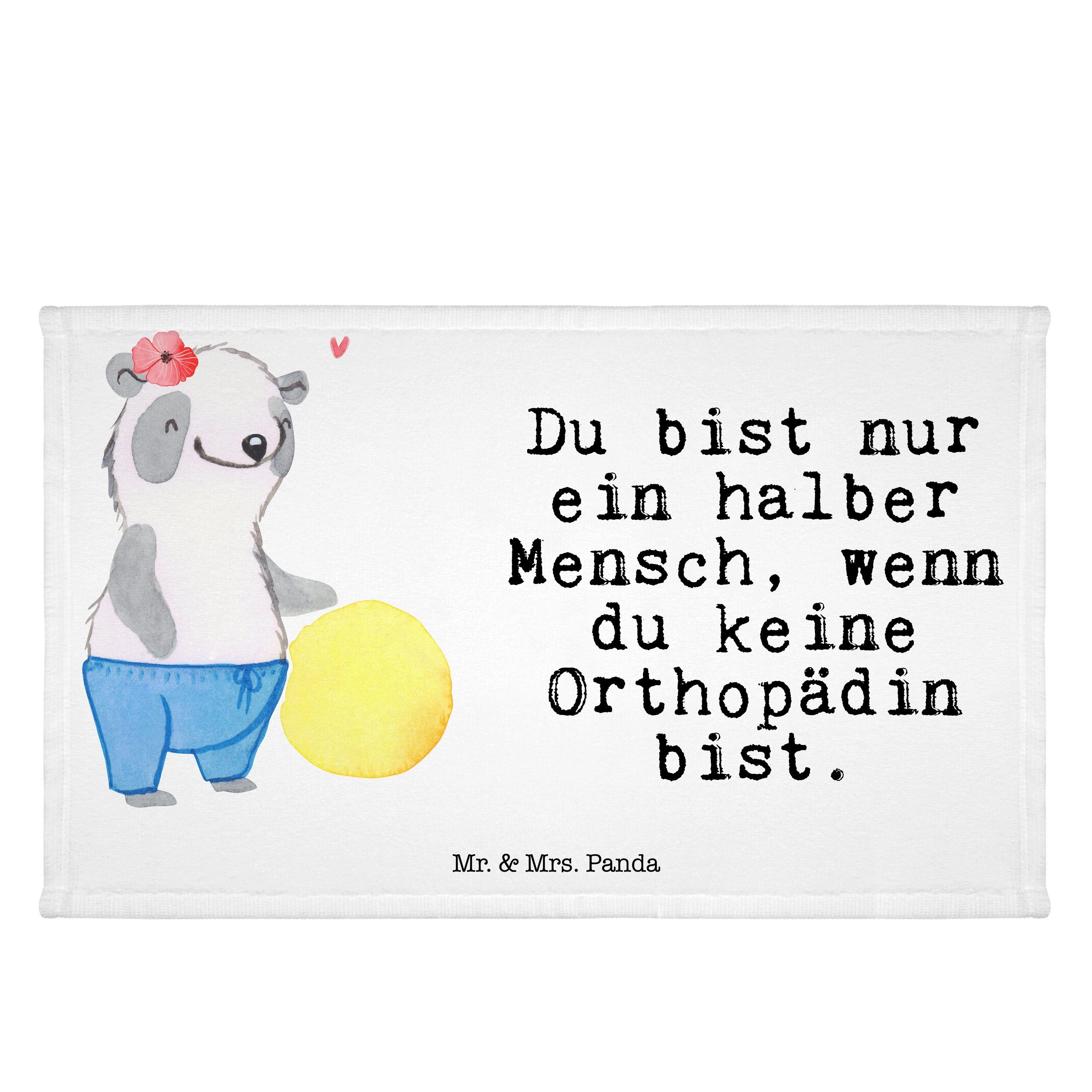 Mr. & Mrs. Panda Handtuch Orthopädin mit Herz - Weiß - Geschenk, Orthopädie, Eröffnung, Danke, (1-St)