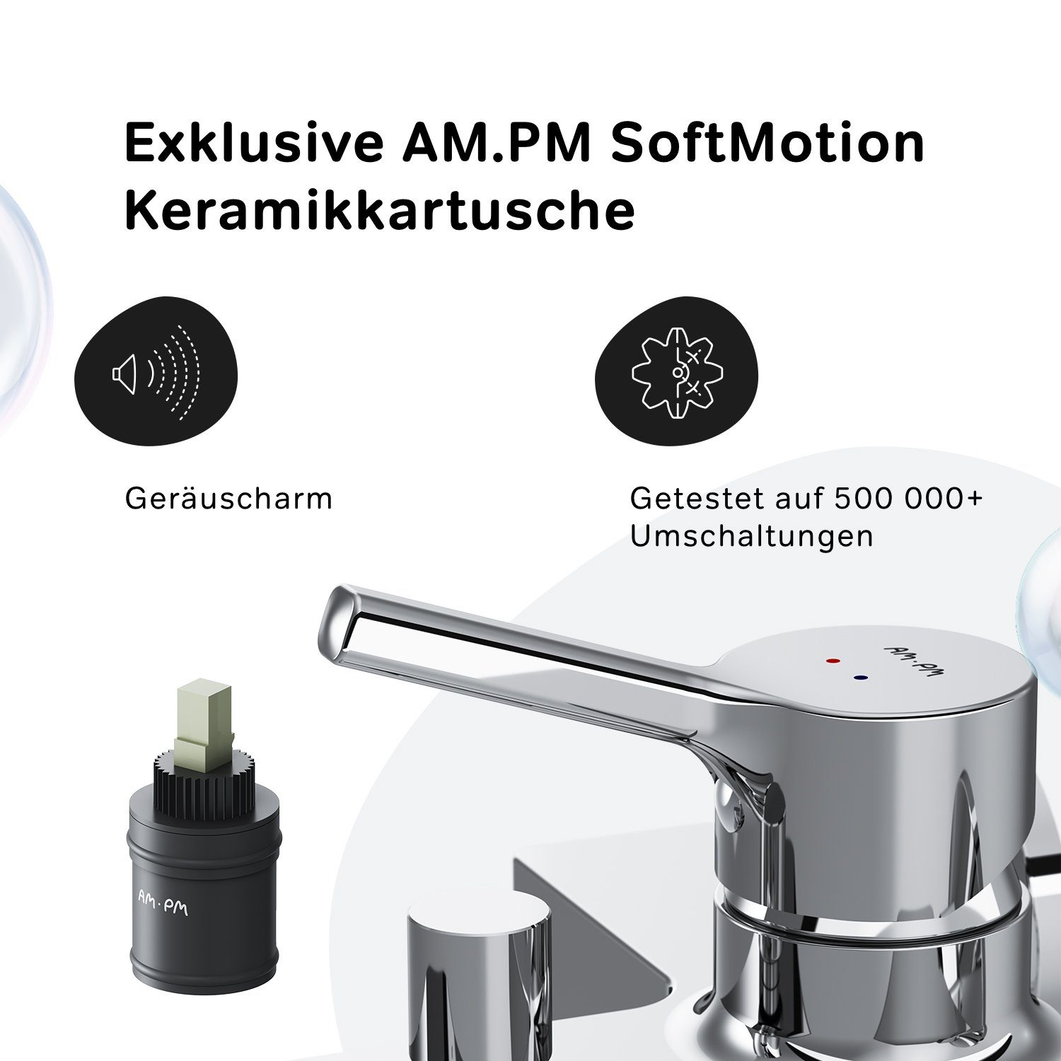 S Keramikkartusche X-Joy 35mm, Badewannenarmatur Armatur, Wasserhahn Bad Mischbatterie chrom Wannenarmatur (Mischbatterie) Bad AM.PM Wasserhahn Badewanne,