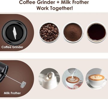 Diyarts Milchaufschäumer, 45,00 W, Revolutionär 2-in-1 Elektrische Kaffeemühle für Perfekten Kaffee