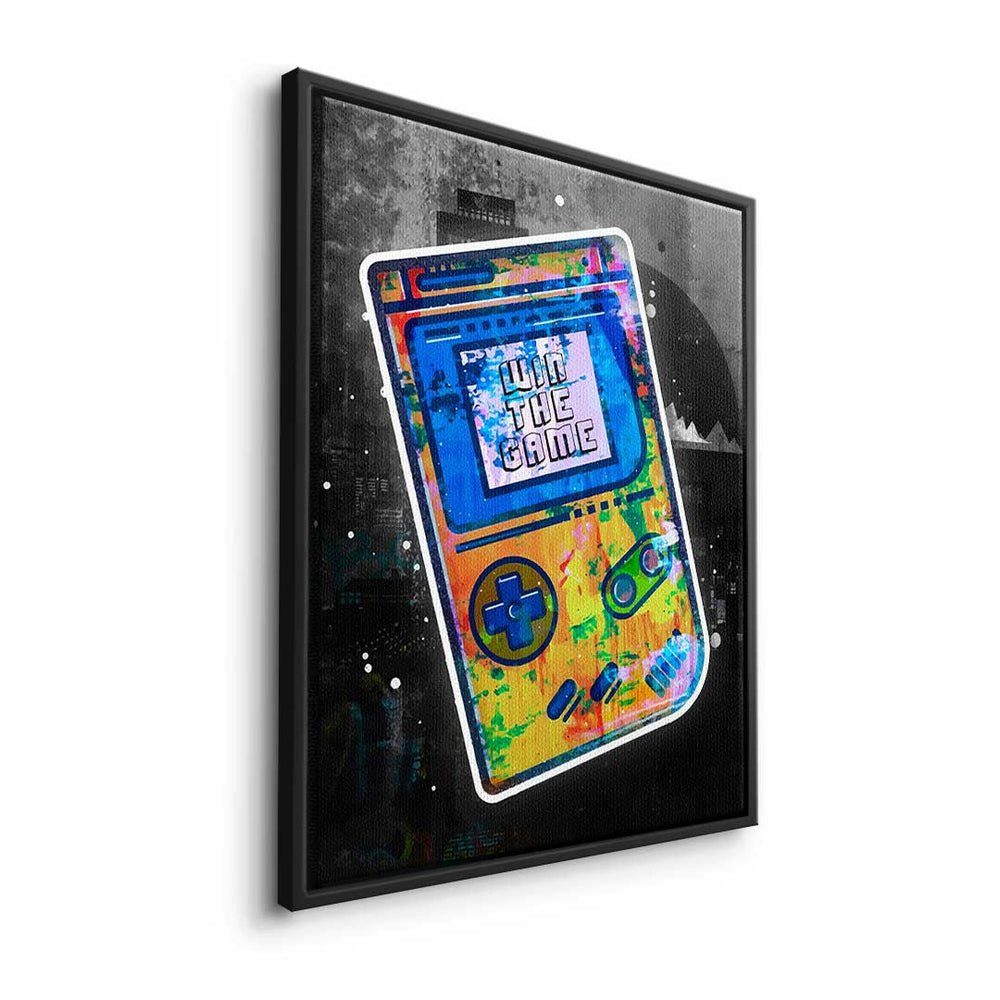 DOTCOMCANVAS® Leinwandbild, Premium Leinwandbild Er Art - Win Motivationsbild The Rahmen - - - schwarzer Game Pop