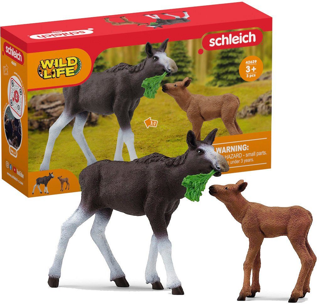 Schleich® Spielfigur WILD LIFE, Elchkuh mit Kalb (42629)