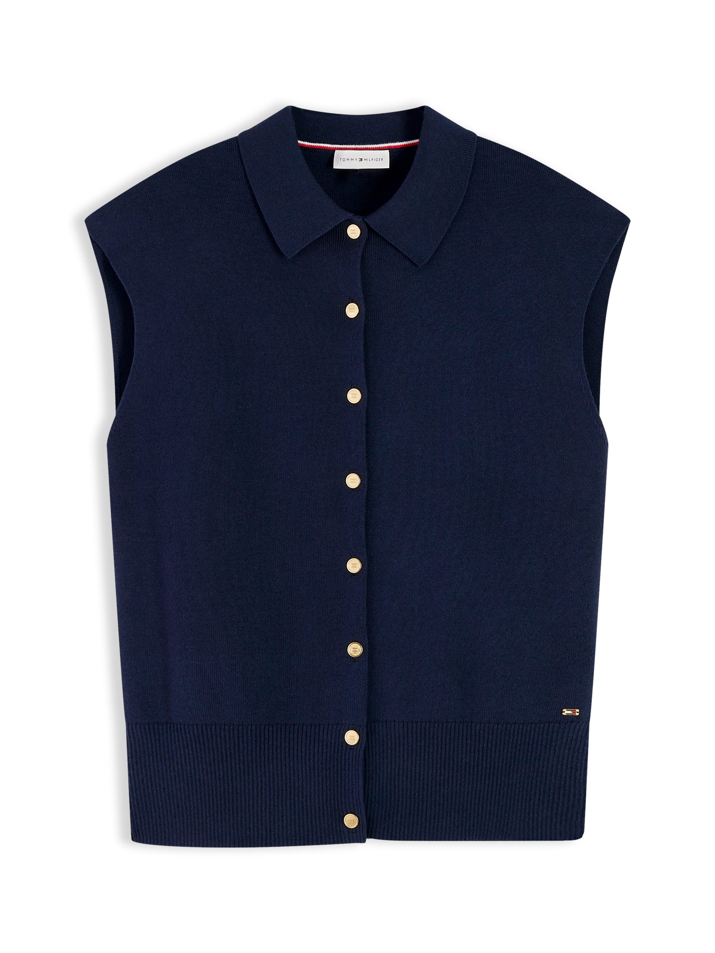 Tommy Hilfiger Strickweste COTTON FULL NEEDLE POLO VEST Baumwollmischung – Bild 5 von 5