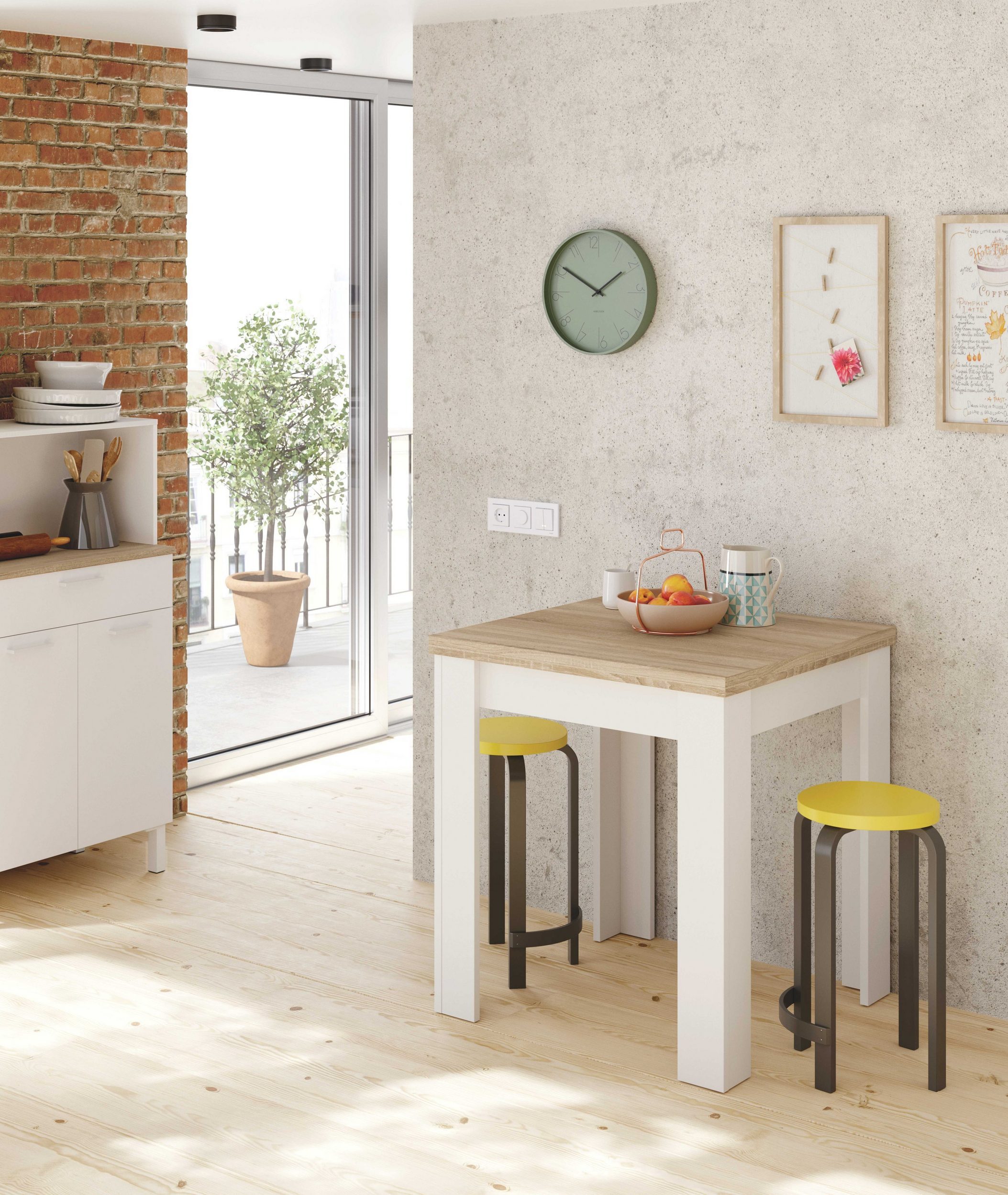 habeig Küchentisch Esszimmertisch Esstisch Klapptisch Tisch Küche klappbar weiß 134x78cm, Tischplatte ausklappbar