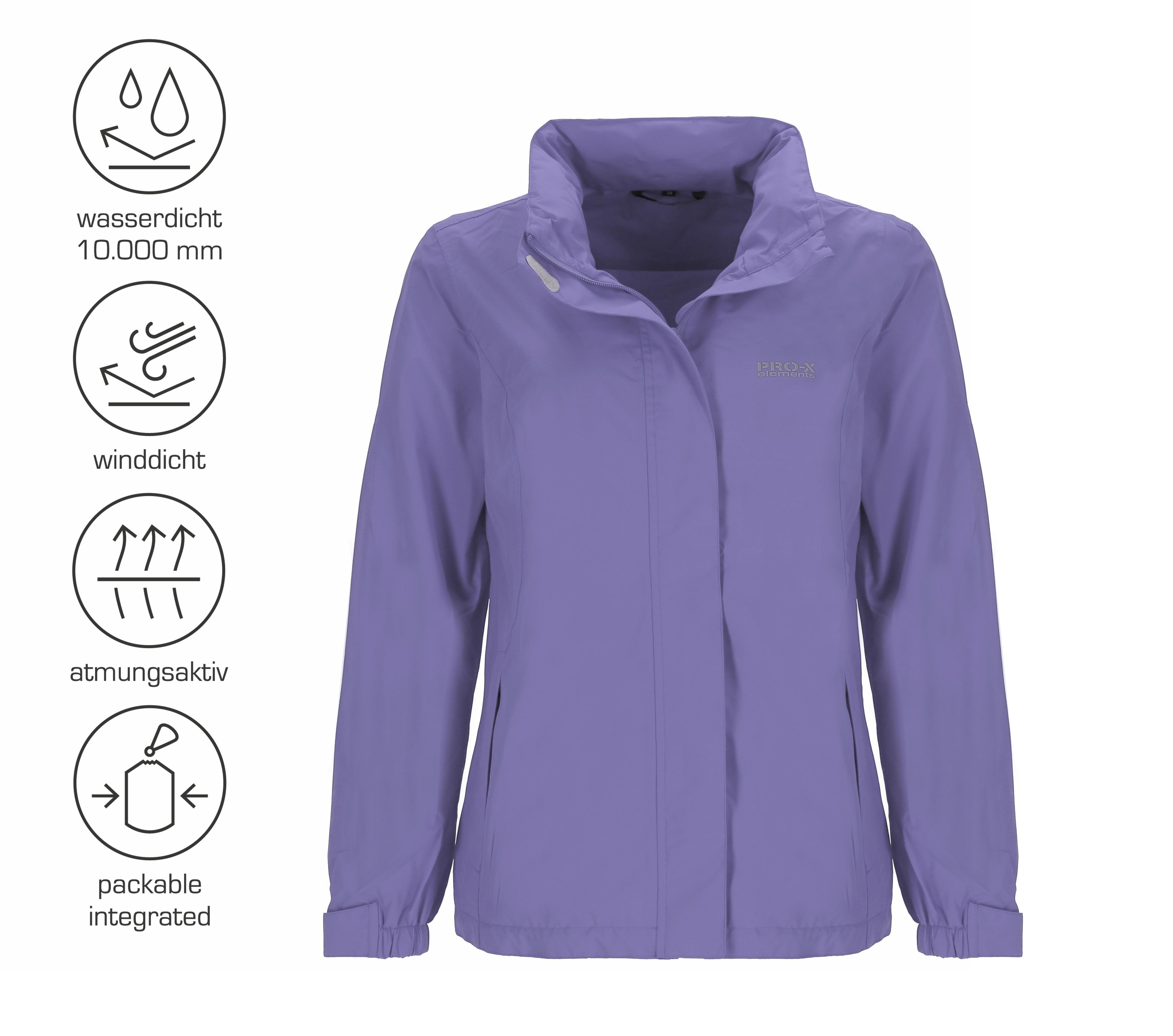 PRO-X ELEMENTS Fahrradjacke ELIZA Wasserdicht Atmungsaktiv leicht und im Packsack verstaubar