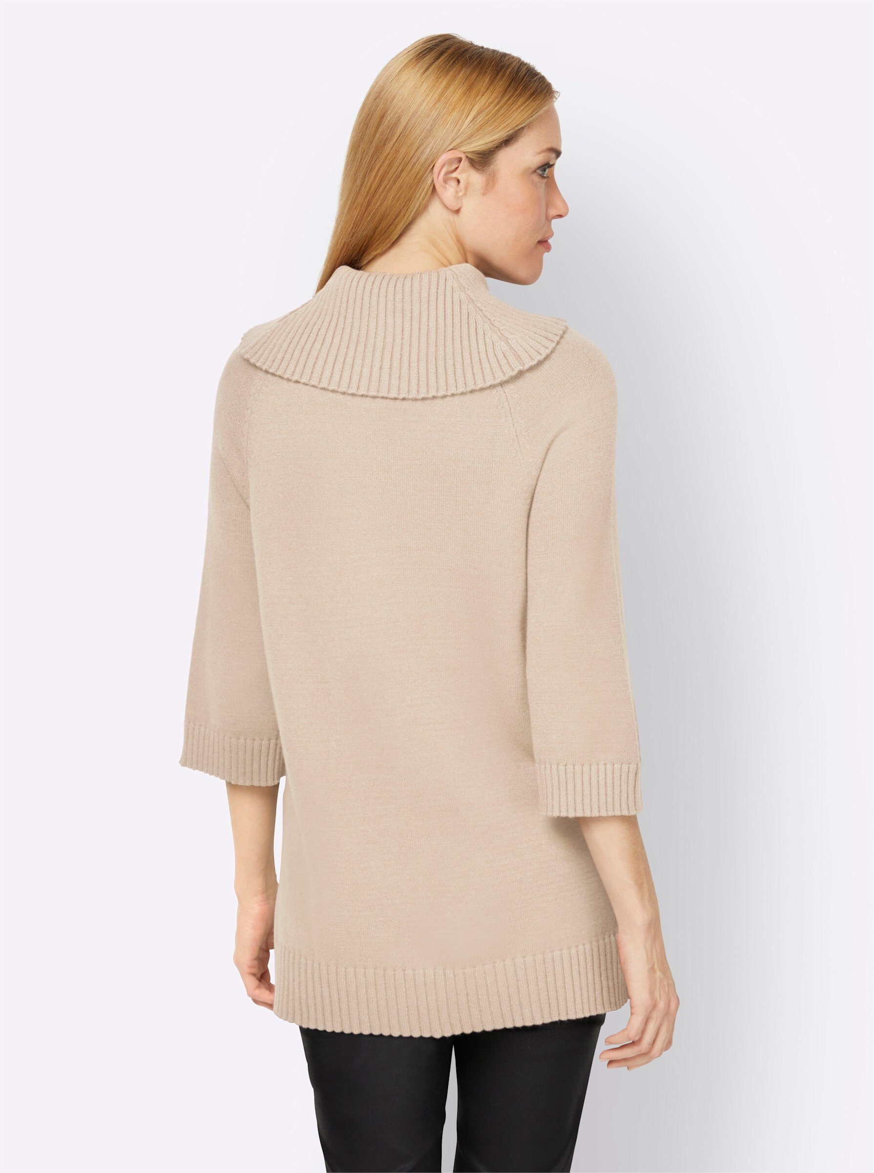 heine Strickpullover Rollkragenpullover 3/4-Arm Feinstrick, Rippoptik
