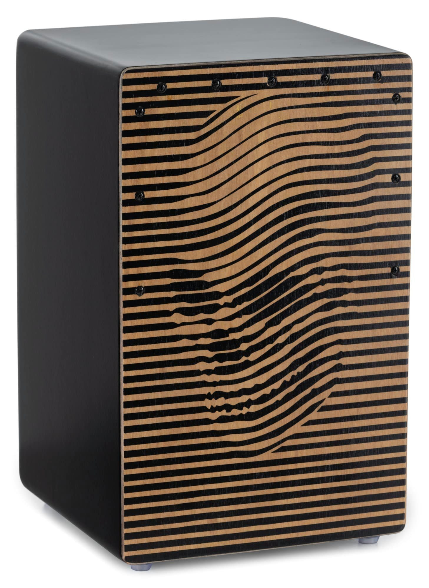 XDrum Cajon Designer-Cajon mit Kunstdruck "Skull", Bass Port & Snare Teppich mit 20 Spiralen