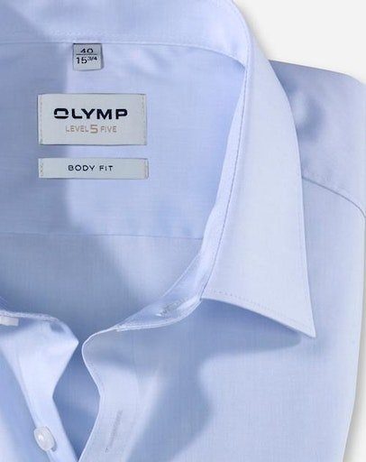 five OLYMP hellblau Businesshemd Comfort Stretch fit Level body