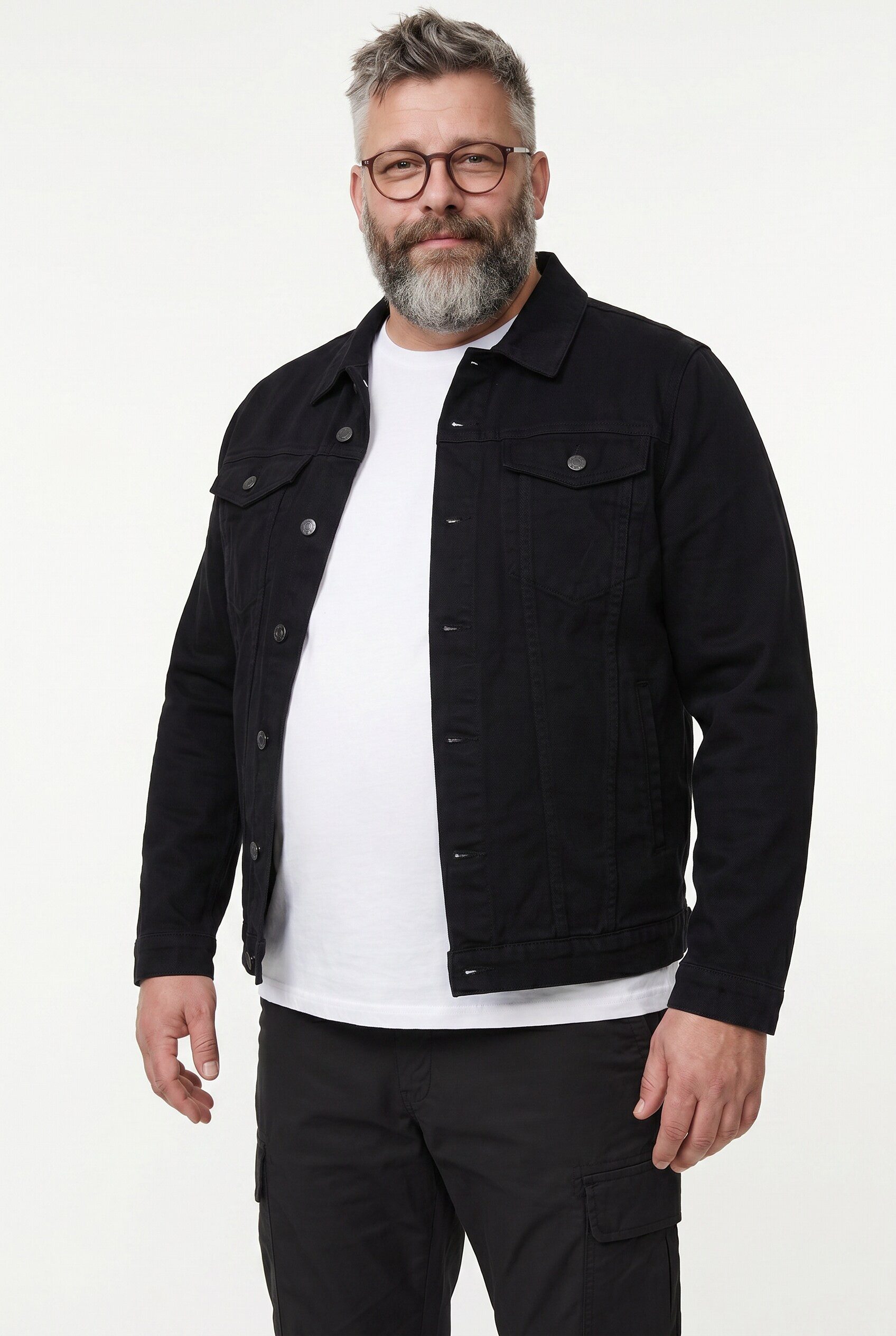 Men Plus Funktionsjacke Jeansjacke Colordenim Brusttaschen