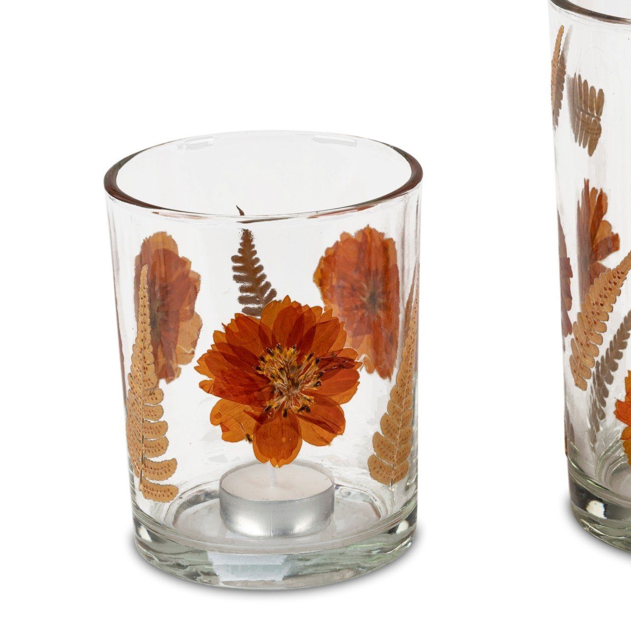 formano Teelichthalter Trockenblumen, Transparent H:12.5cm D:10cm Glas