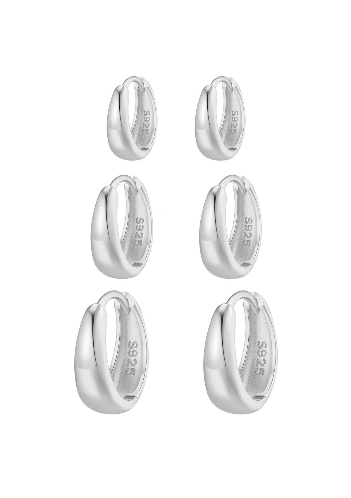 Hey Happiness Creolen-Set Kuppel-Stack, 6er Damenset Silber 925, Klein Mitt günstig online kaufen