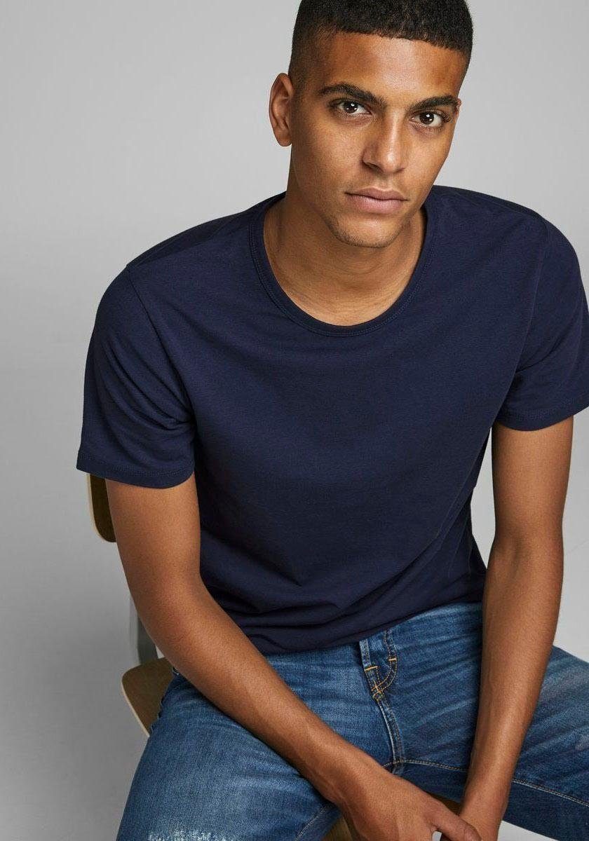 Jack & Jones T-Shirt JJEBASIC mit schmaler Passform für jeden Tag unifarben, modisch, schmal, Baumwollmischung, Rundhals