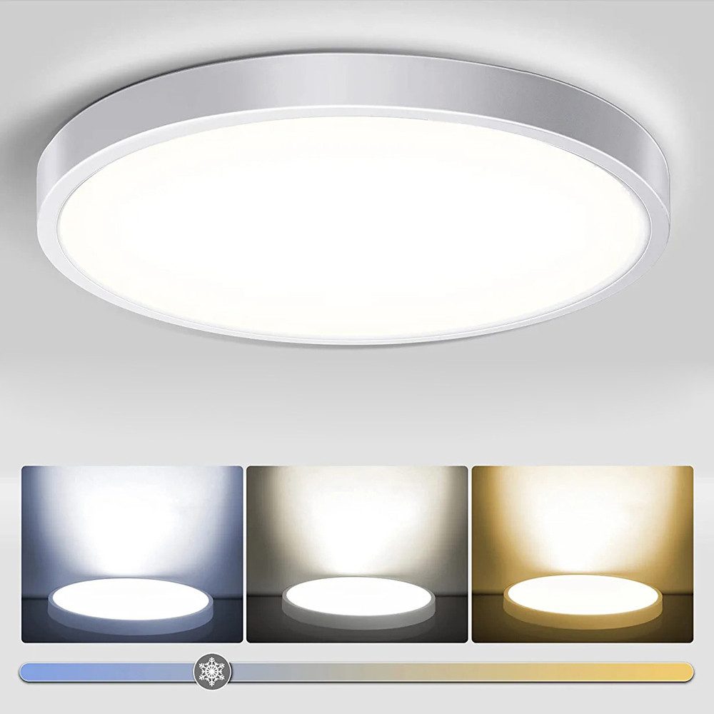 LMaxhome LED Deckenleuchte Ø23/30/40/50CM, Dimmbar Runde Ultra Dünn Deckenlampe 3 Farbtemperatur, 1 St., 24W~48W, 3000k/4000k/5000k, Memory Funktion, für Wohnzimmer Küche Büro