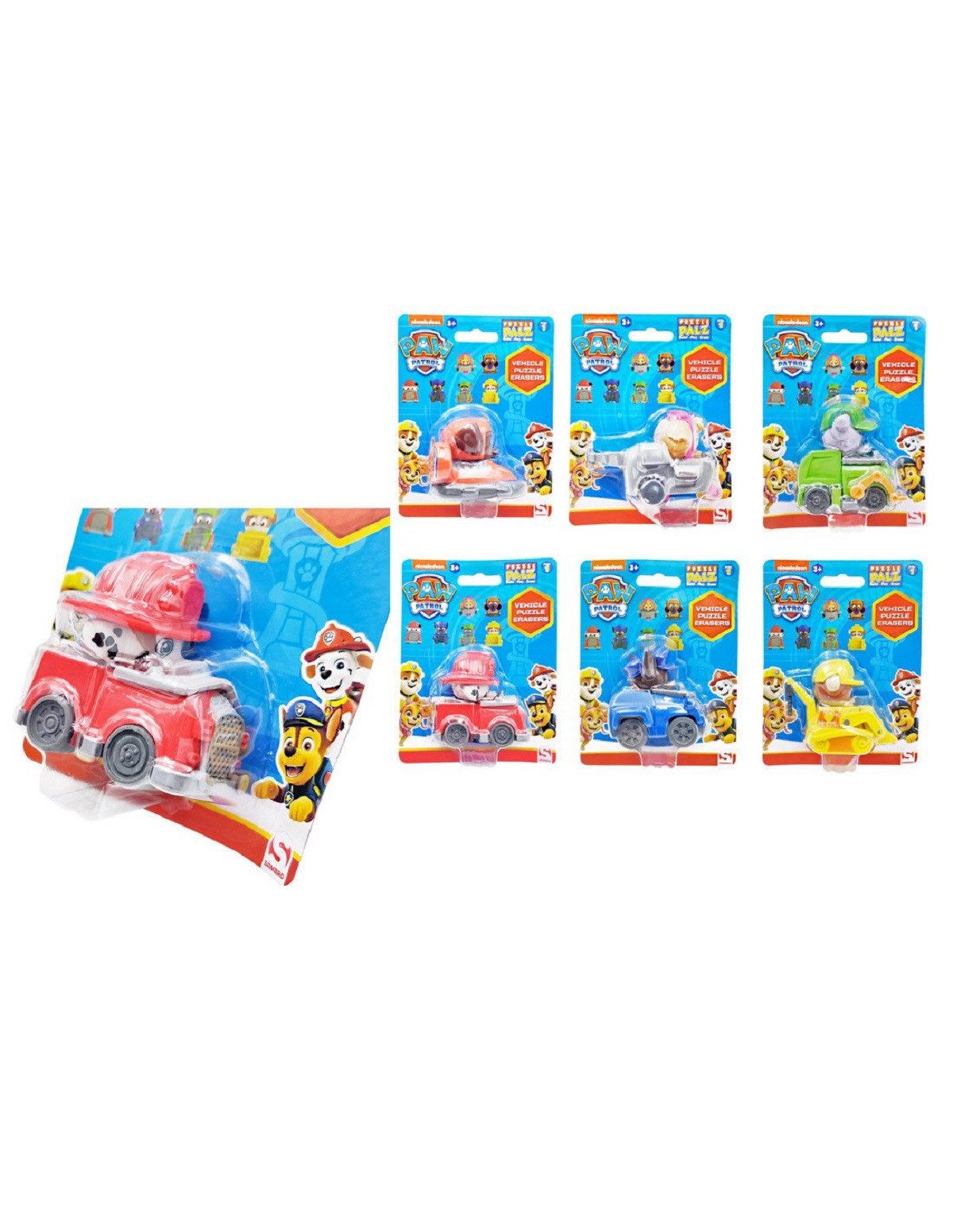 PAW PATROL Игрушки-Auto Radiergummi Игрушкиautos Set mit 3 zufälligen Fahrzeugen für Kinder, (3-tlg)