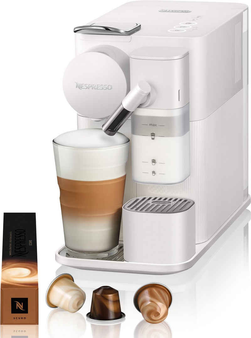 Nespresso Kapselmaschine Lattissima One EN510.W von DeLonghi, White, inkl. Willkommenspaket mit 7 Kapseln