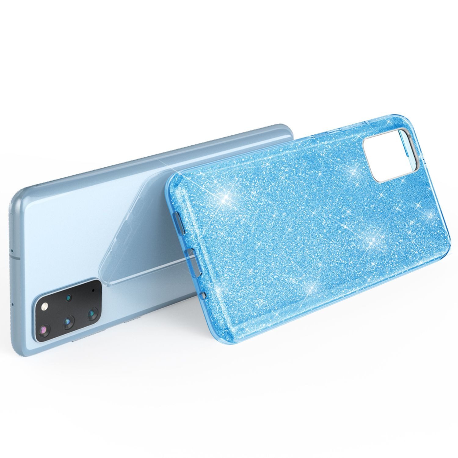 Nalia Smartphone-Hülle Samsung Galaxy S20 Plus 17 cm (6,7 Zoll), Glitzer Silikon Hülle / Glänzender Hybrid Schutz / Stoßfest & Robust