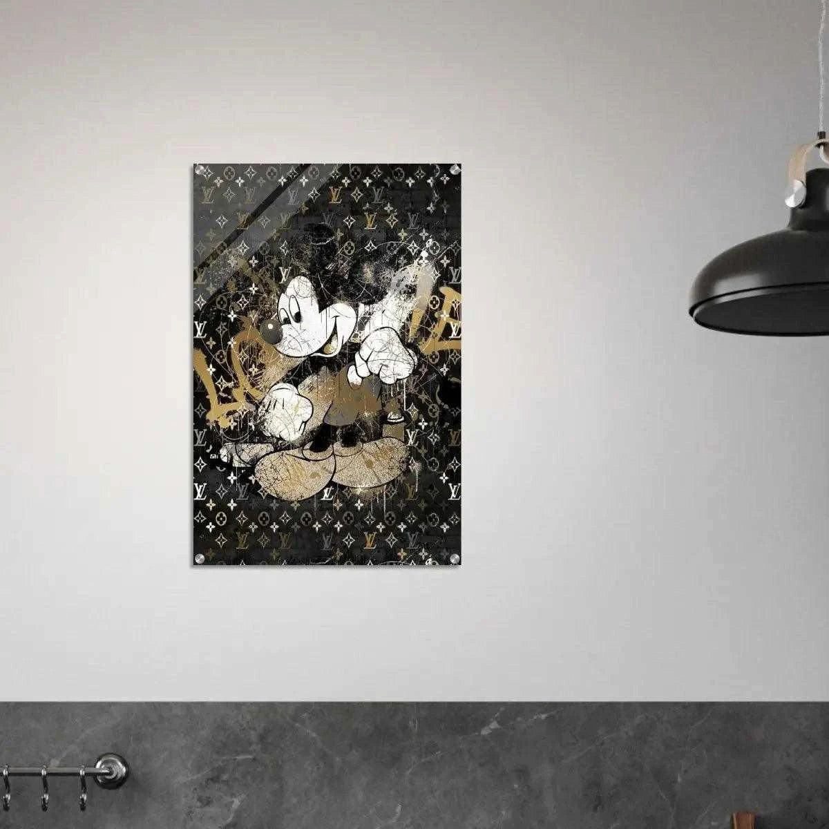 SimpleCanvas Wandbild Vintage Mickey - Leinwandbild Luxuriös, Wandbild Mickey Mouse, Comic Cartoon, Vintage, Modern