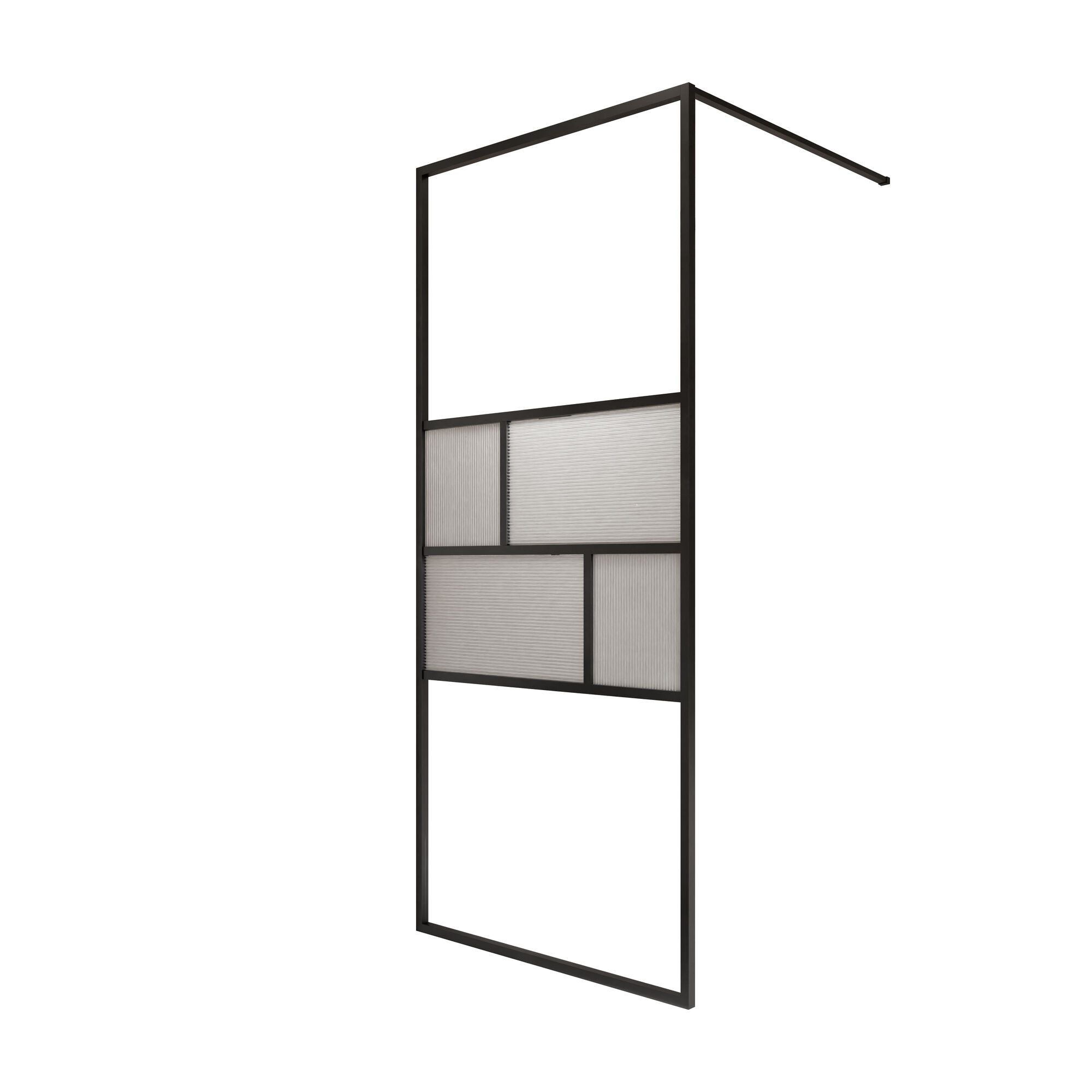 Schulte Duschwand Alexa Style Walk In 90-140x200 cm, Sicherheitsglas, (1 tlg), mit Riffelstruktur vollgerahmt Schwarz