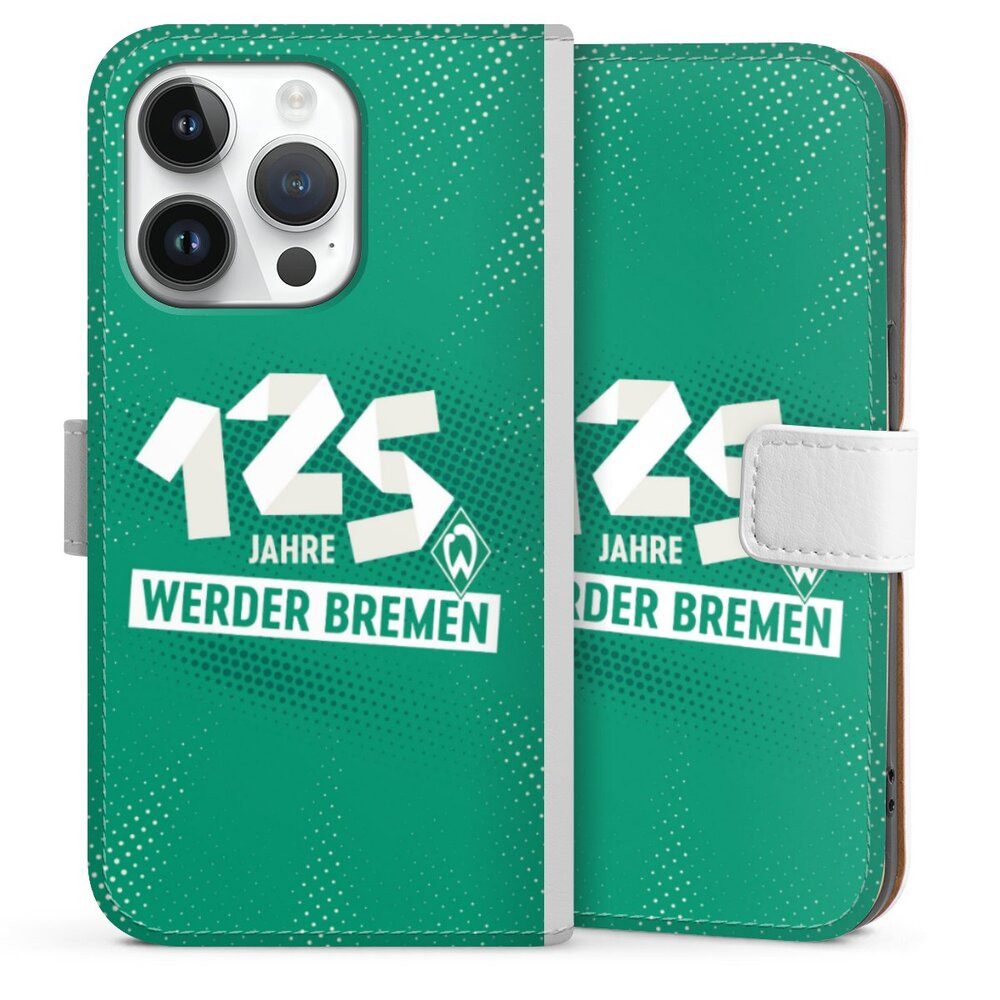 DeinDesign Handyhülle 125 Jahre Werder Bremen Offizielles Lizenzprodukt, Apple iPhone 14 Pro Hülle Handy Flip Case Wallet Cover